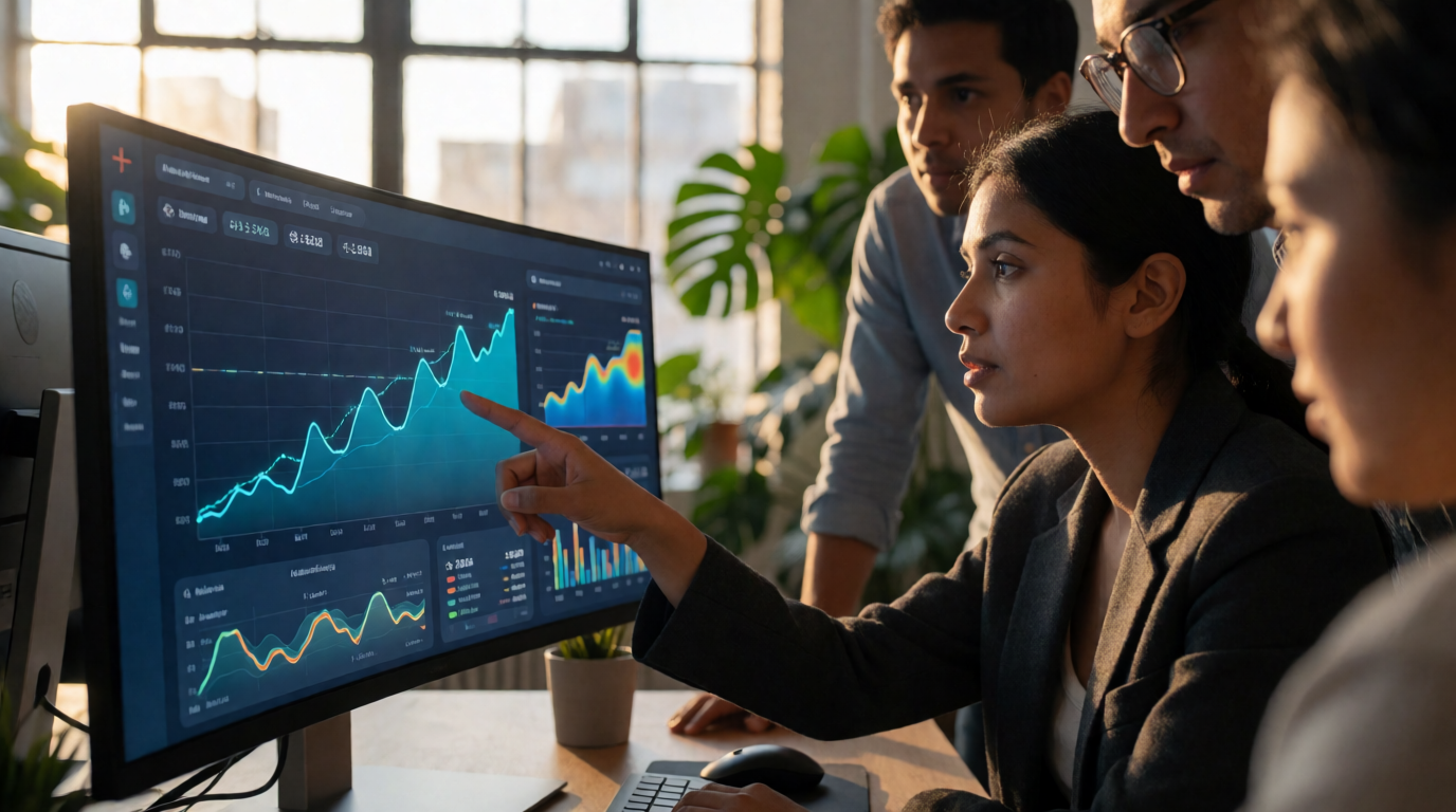 Time de marketing digital analisando dados em Juiz de Fora