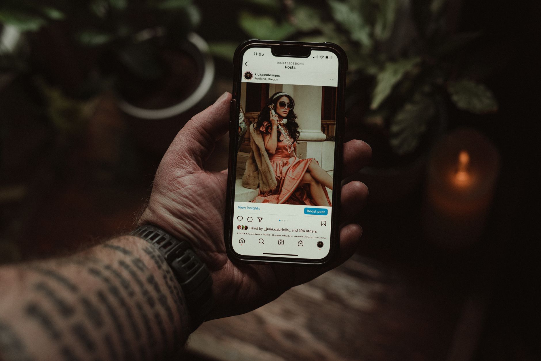 Perfil profissional do Instagram com métricas