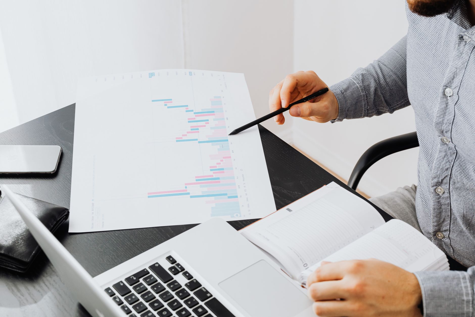 Profissional analisando gráficos de performance
