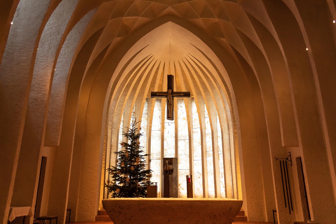 church, st, johann baptist, new-ulm, garrison church, building, chapel, expressionism, gottfried böhm, chancel