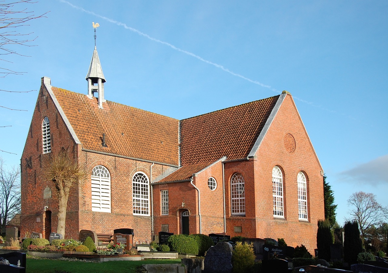wolthusen, church, ostfriesland, clinker, village, evangelical, christian, village church, religion, building