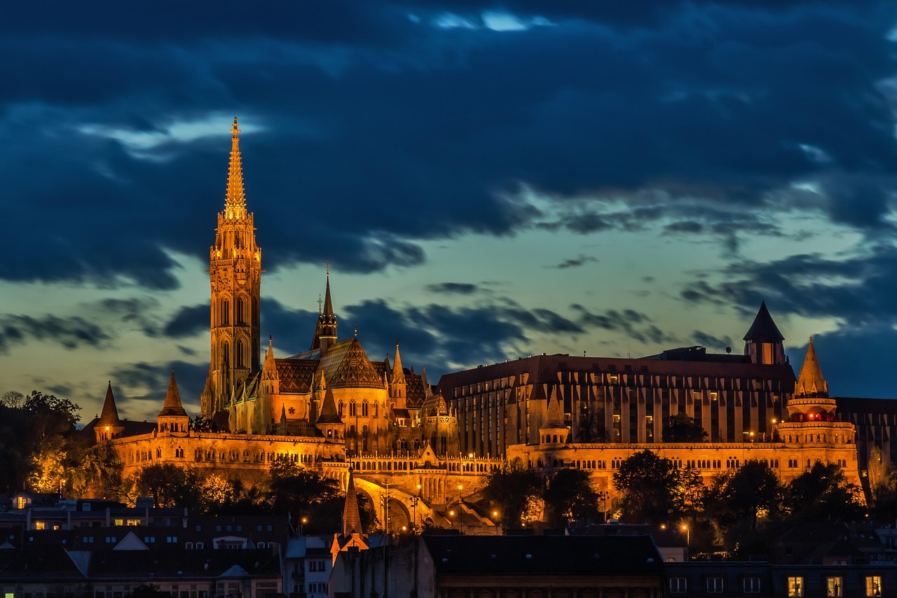 budapest, church, architecture, lights, night, matthias church, gothic, monument, tower, buildings, illuminated, dusk, twilight, evening, buda castle, church of our lady, historic, historical, landmark, hungary, budapest, budapest, budapest, budapest, budapest, church, hungary, hungary