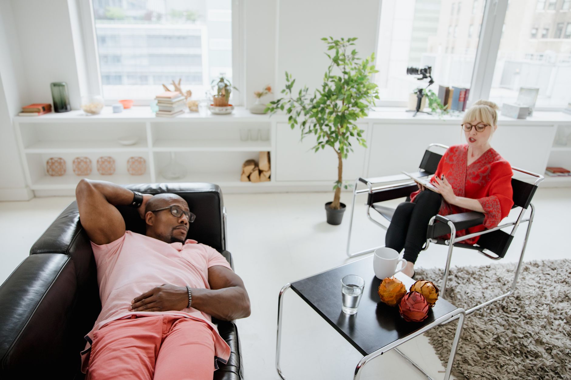 Pastor providing counseling to a couple in a church office in Oklahoma City