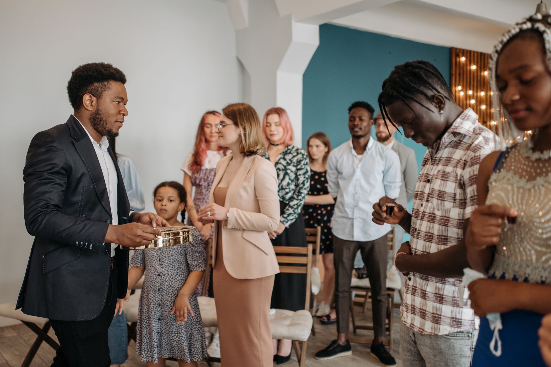 Pastor counseling congregation members