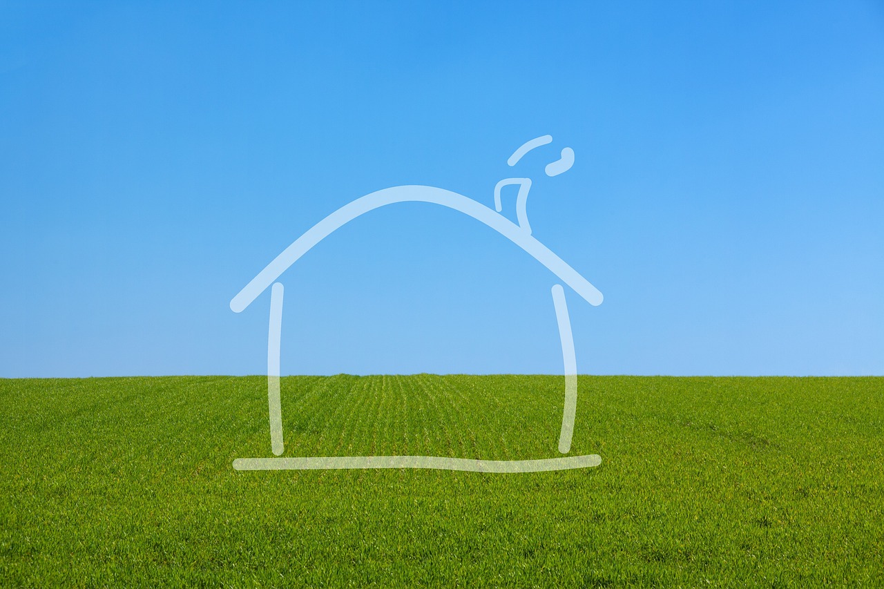 house, project, grass, nature, sky, mortgage, property, building, construction, plan, housing, architect, investment, drawing, exterior, blue house, blue building, blue construction, blue grass, blue plan, blue planning, blue drawing