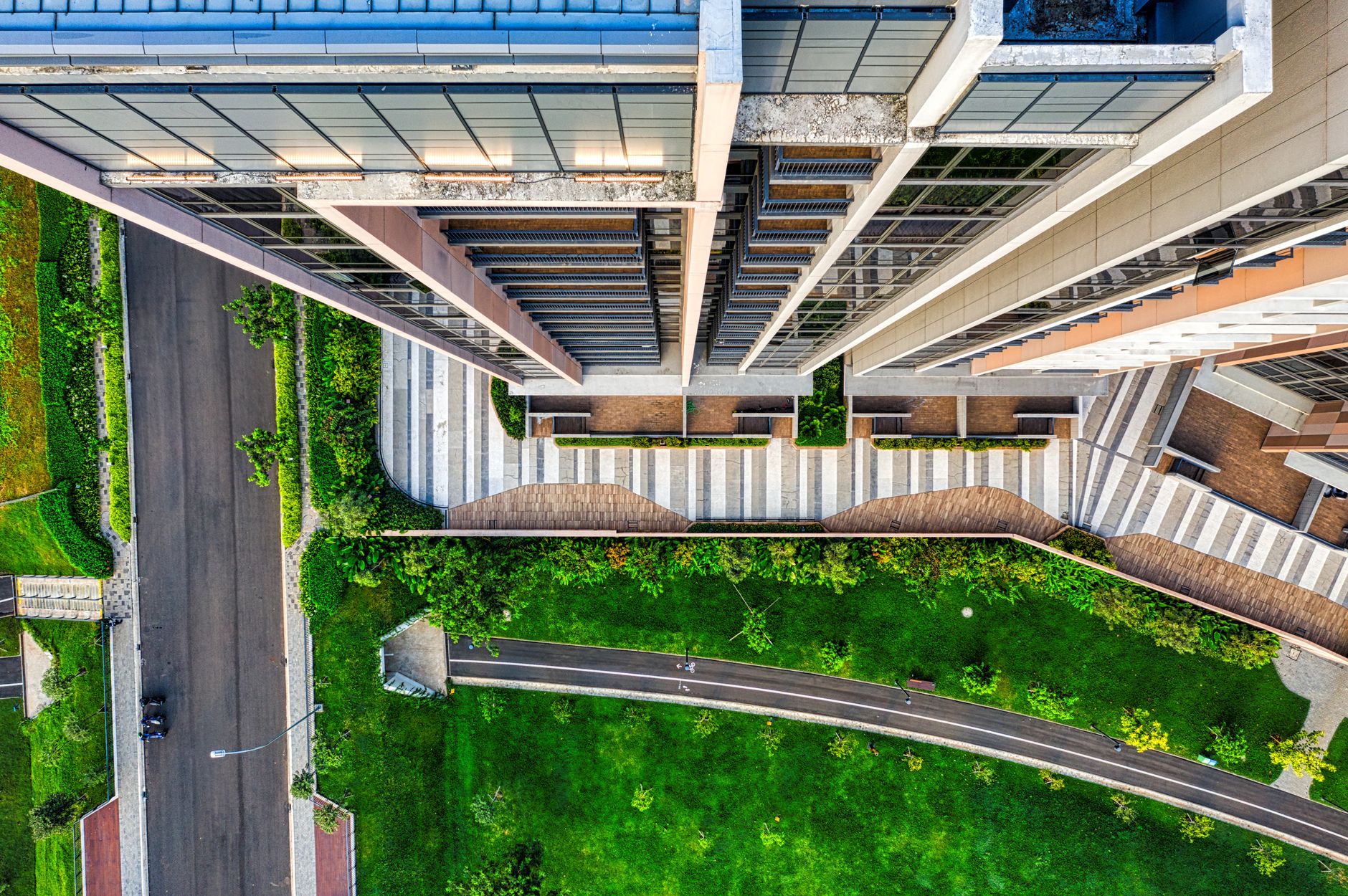 Stunning aerial image of modern architecture in Banten, Indonesia. Perfect for urban exploration visuals.