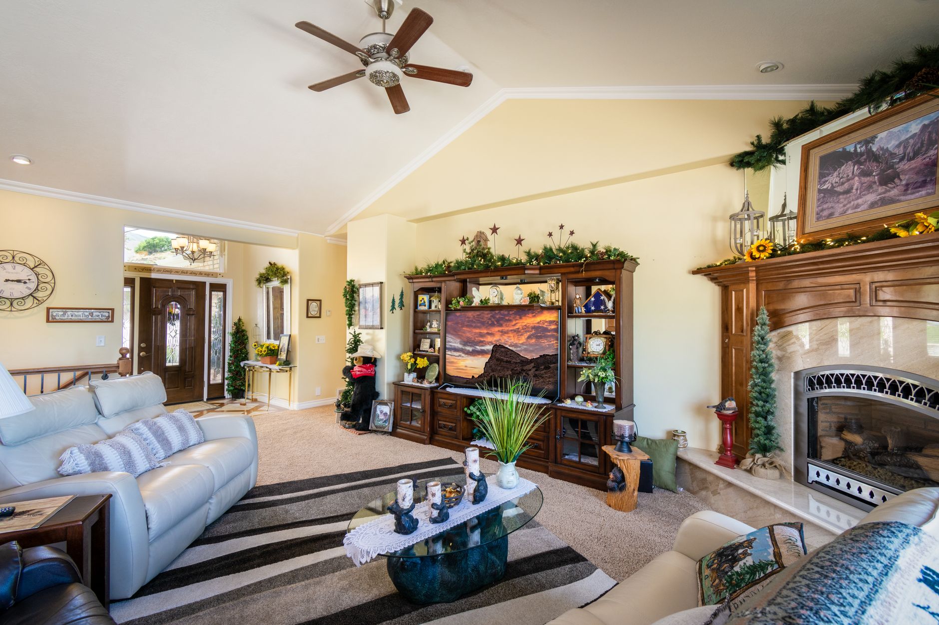 Bright and elegant living room showcasing modern interior design with a cozy atmosphere.
