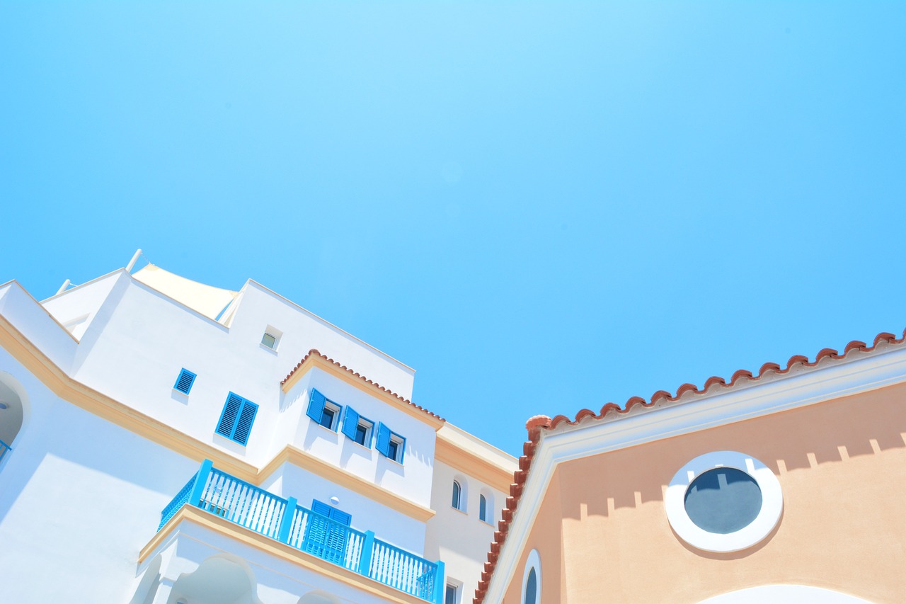 architecture, nature, blue sky, buildings, city, contemporary, daylight, homes, houses, exteriors, house exteriors, outdoors, sky, sunny
