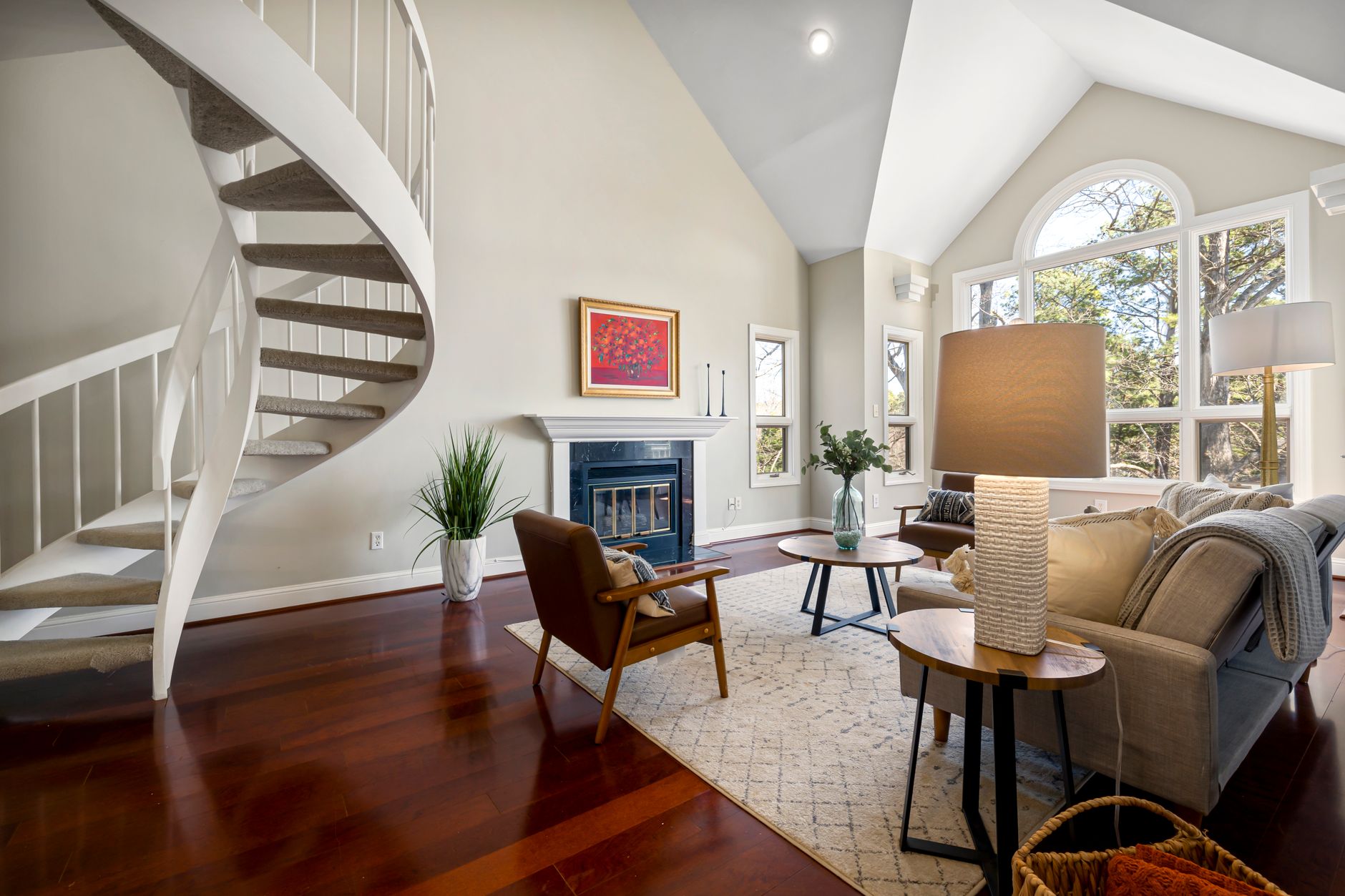 LoHi living room professionally staged with mountain-modern furniture via AI