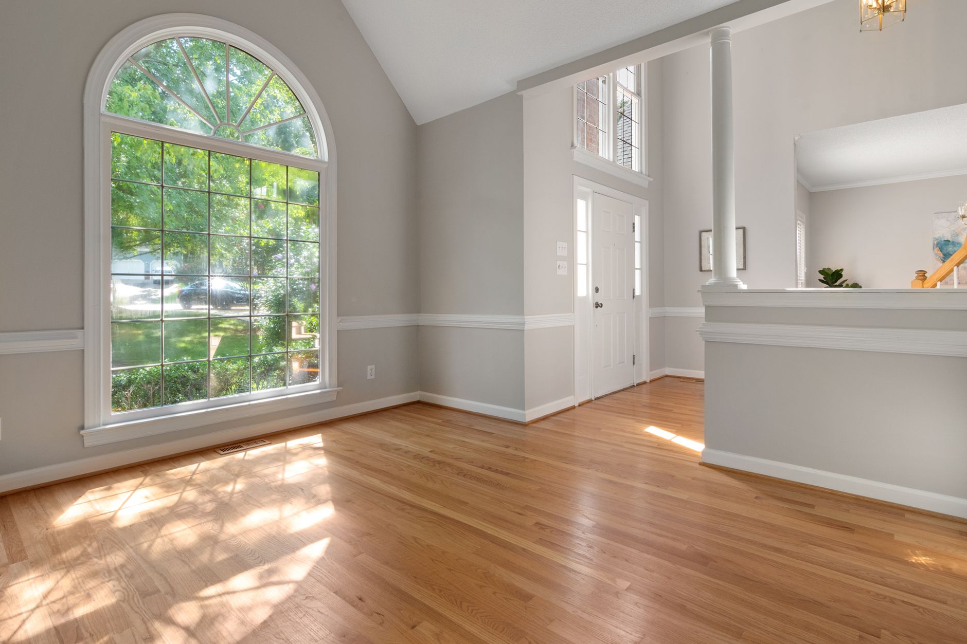 Designer living room with virtually staged furniture