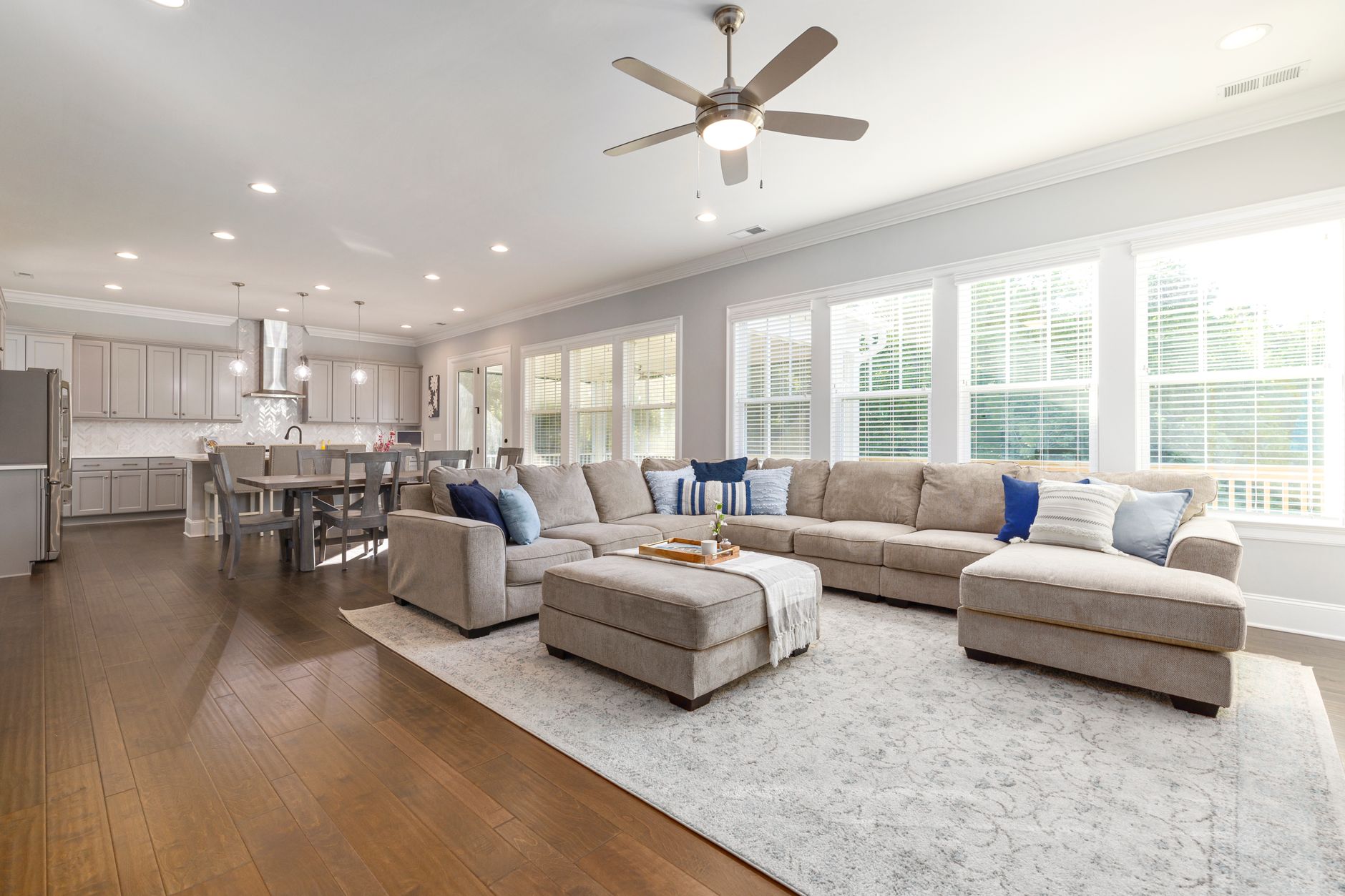 Side-by-side comparison of vacant room and virtually staged version