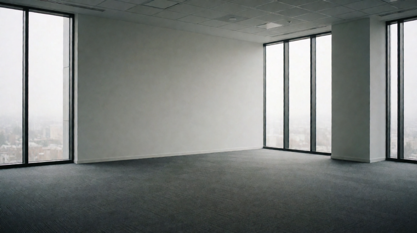 Empty commercial office space with bare walls and no furniture before virtual staging