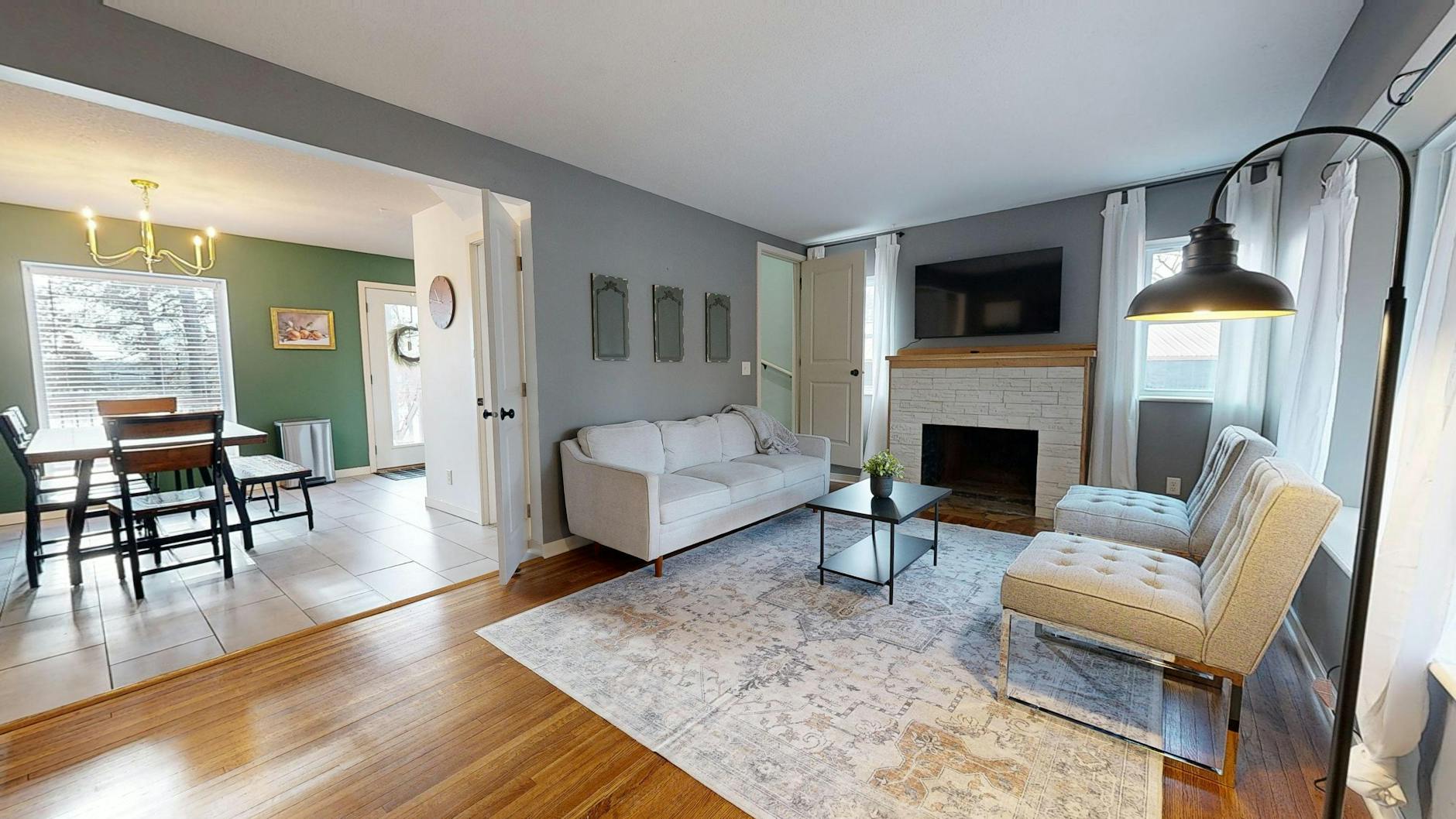 Animated slideshow of modern living room in real estate listing