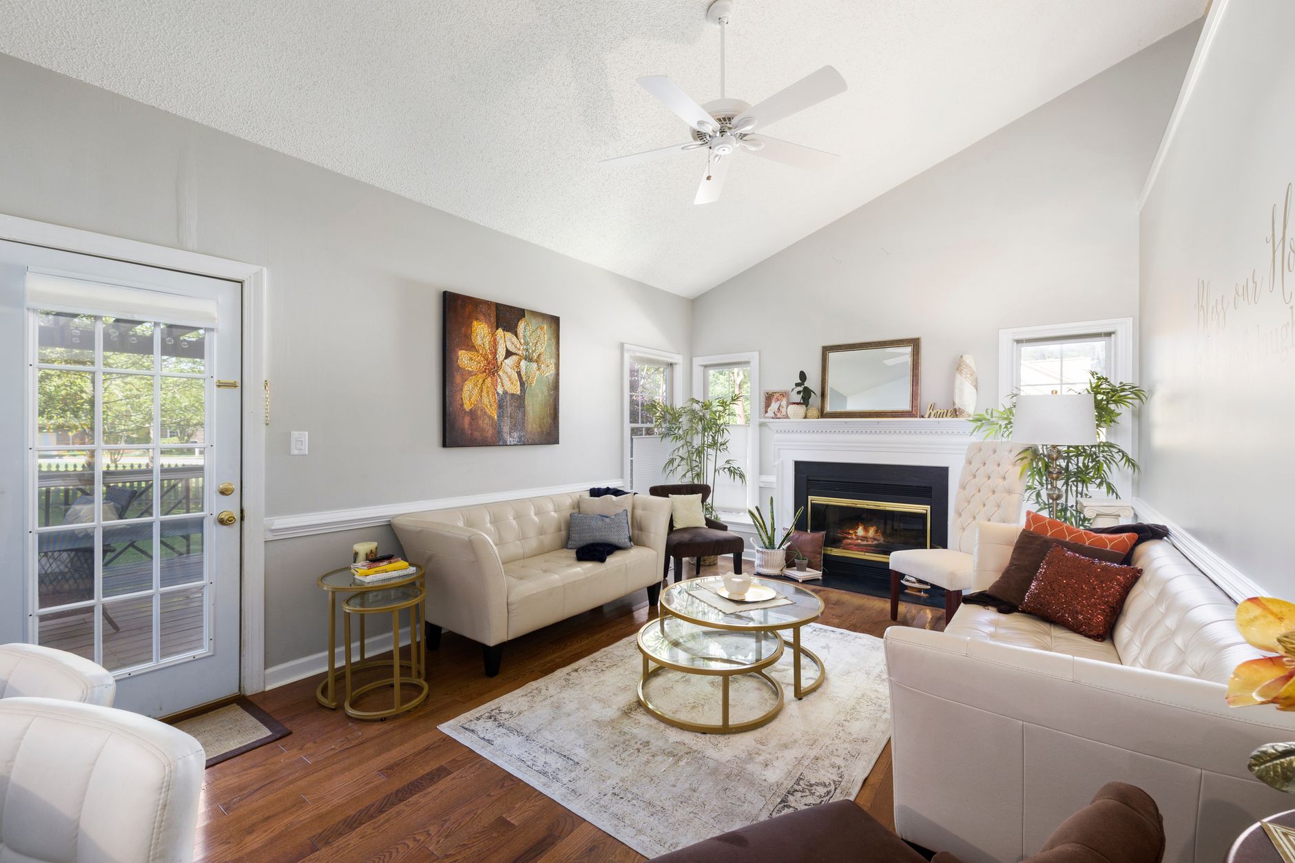 Stylish living room interior design with modern furnishings, natural light, and cozy decor.