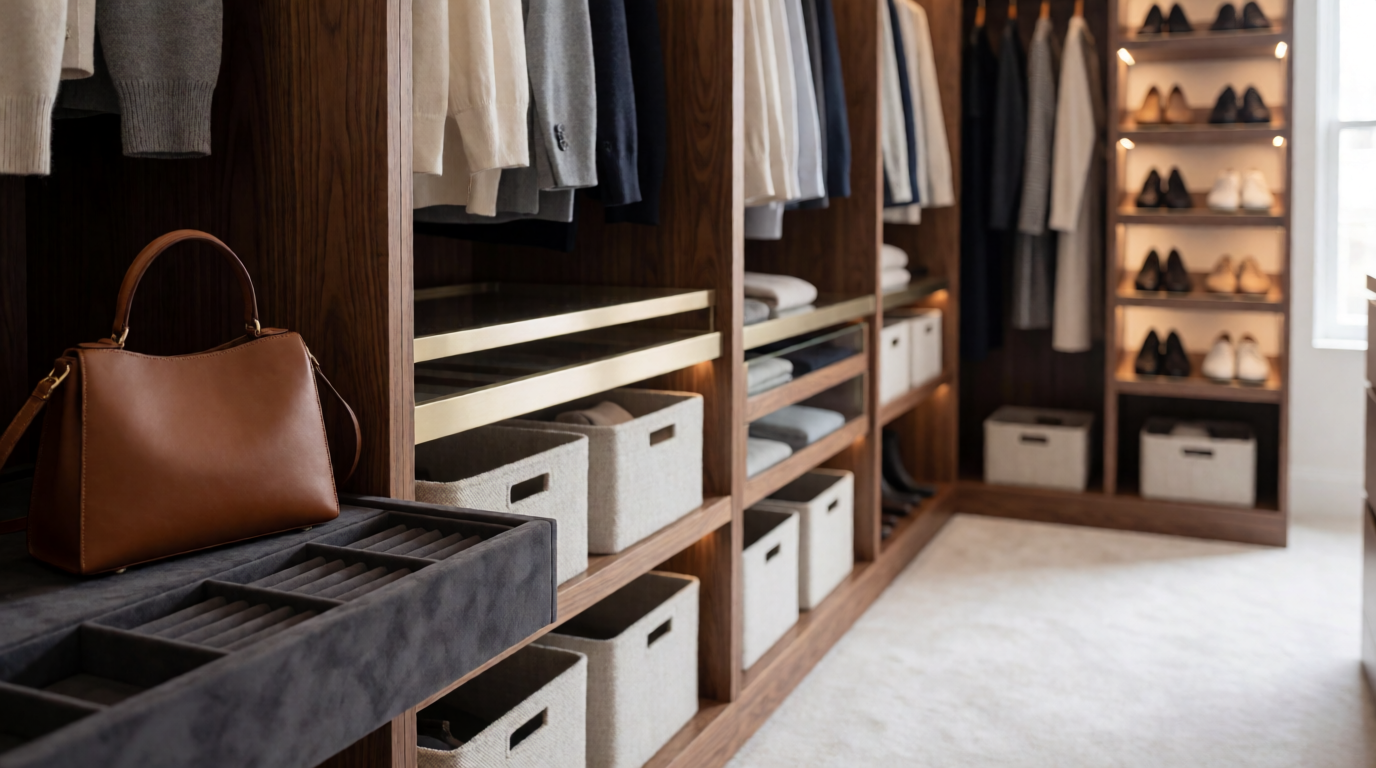 Guarda-roupa planejado com sistema organizacional personalizado