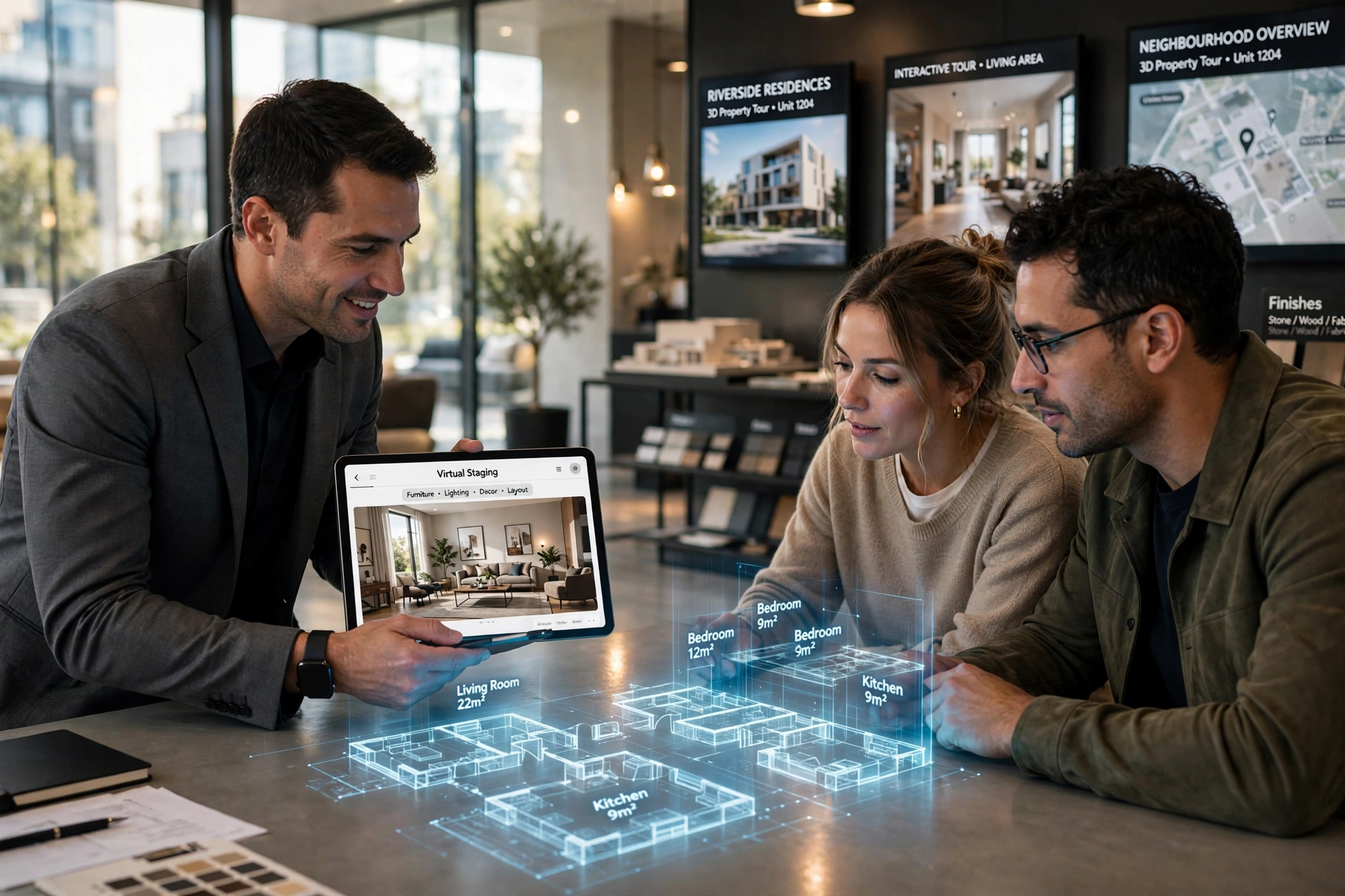 luxury real estate sales showroom modern