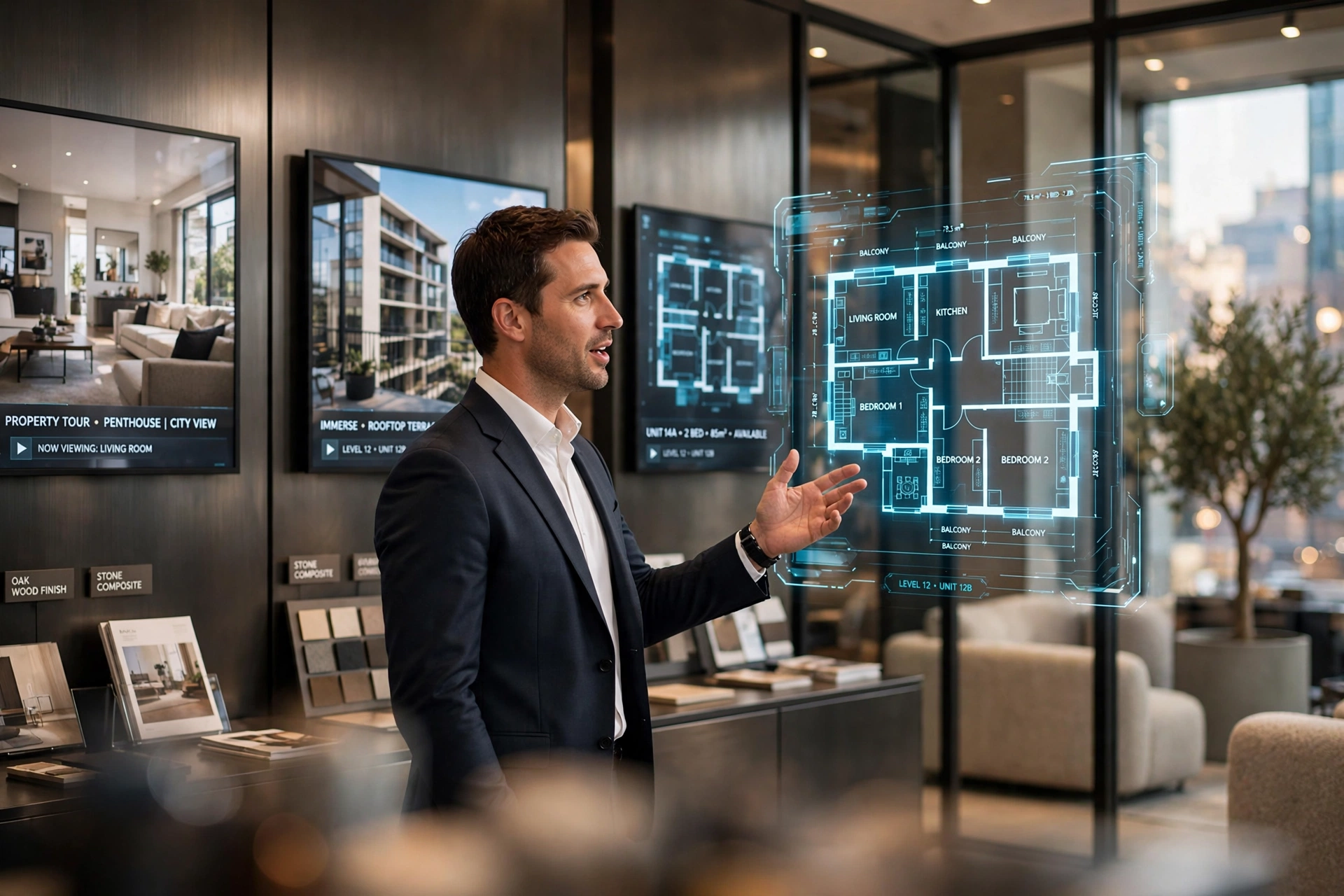 luxury real estate sales showroom modern