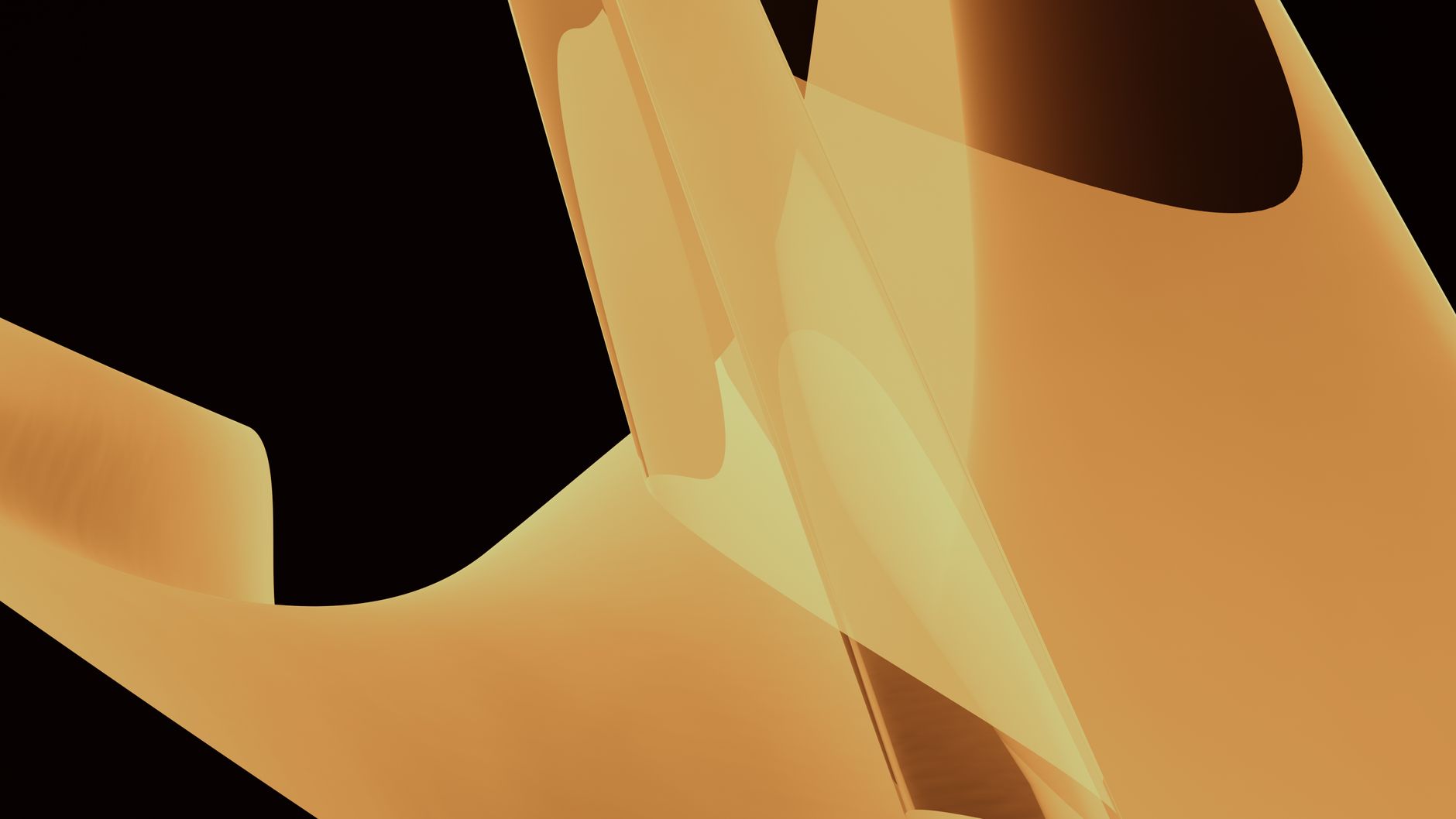 Dynamic abstract digital art with flowing geometric shapes in warm amber tones.