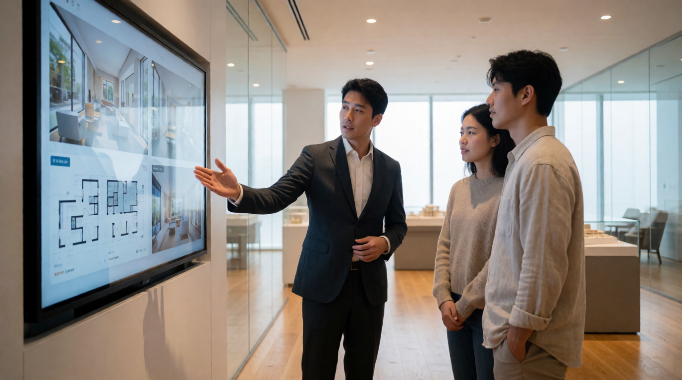 luxury real estate sales showroom modern