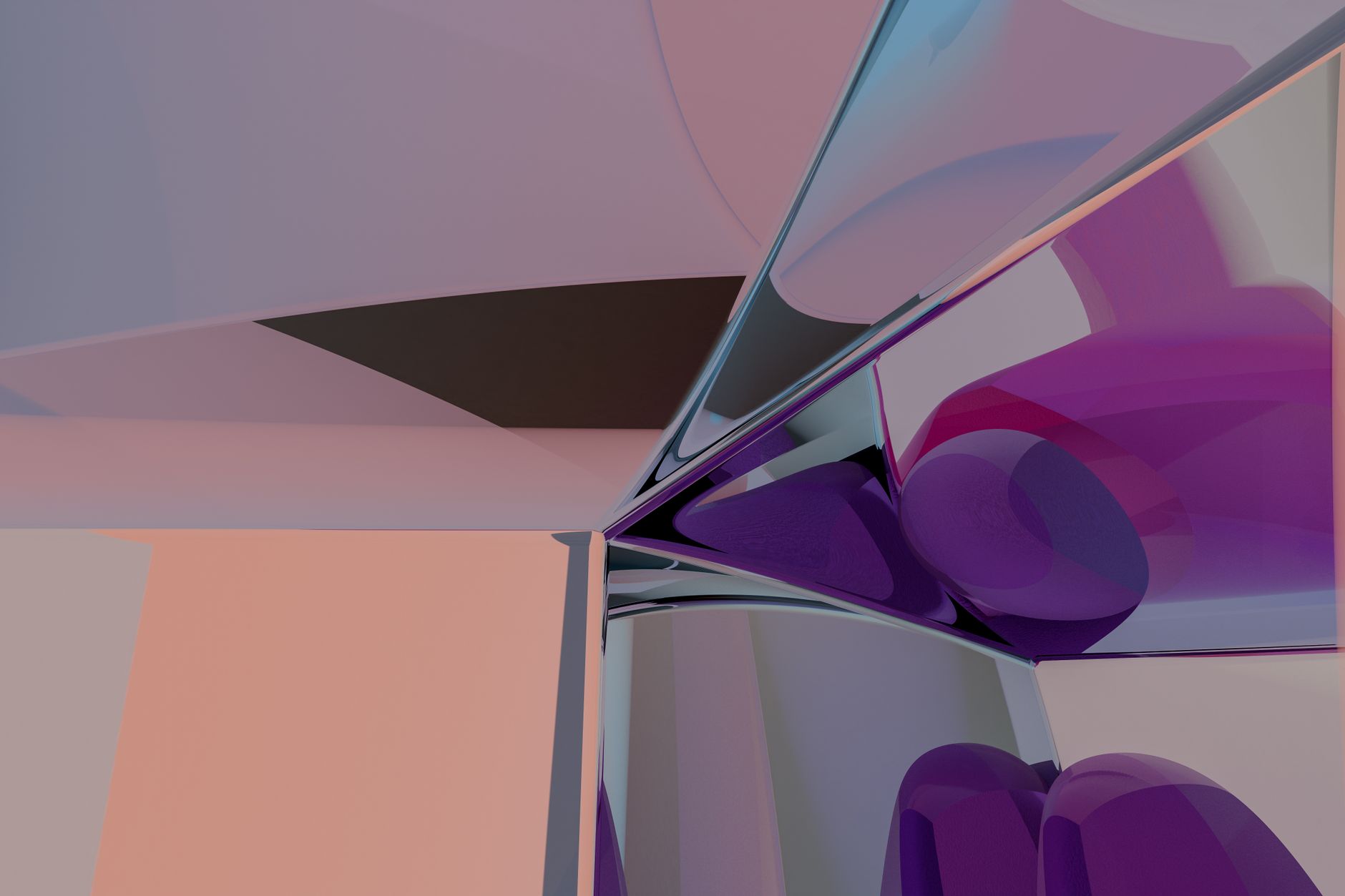 A captivating 3D abstract image in vibrant hues of purple, pink, and blue with a dynamic, flowing design.