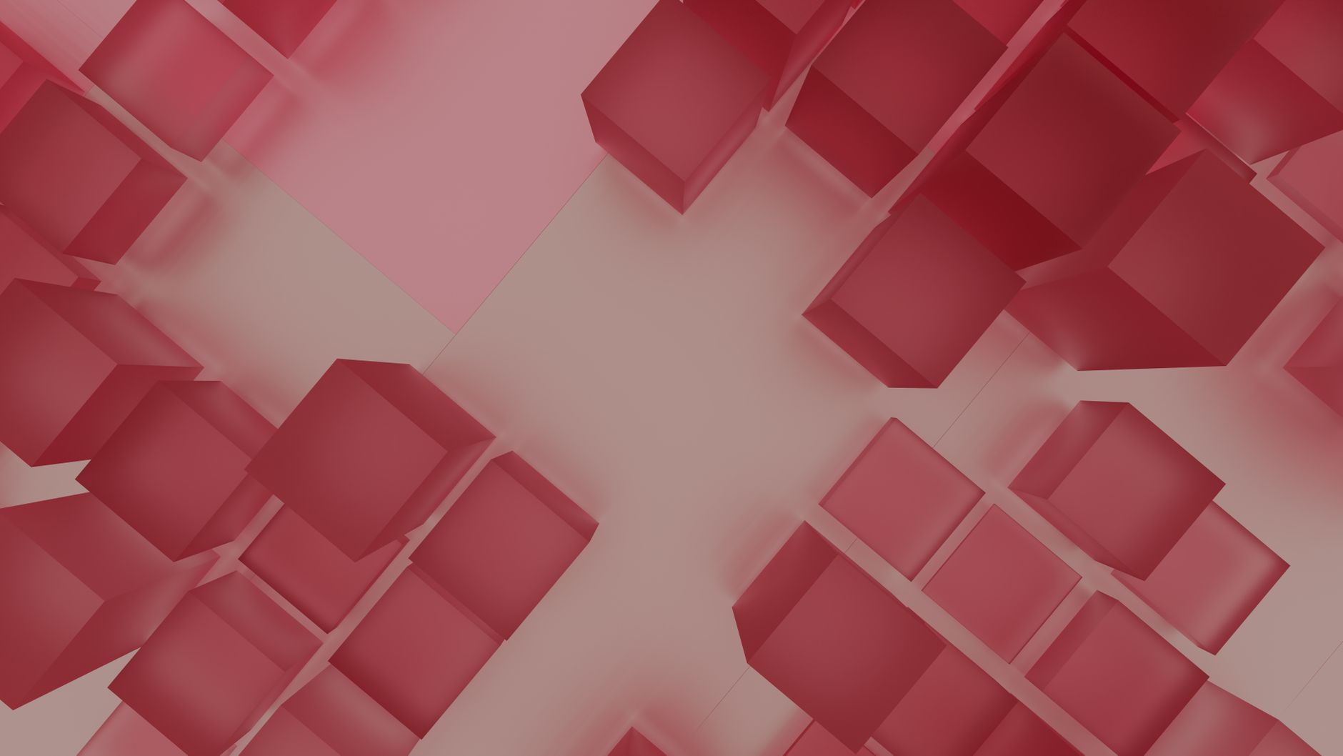 A modern abstract background featuring red translucent geometric cubes in a 3D arrangement.