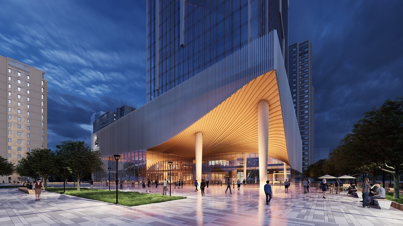 buildings, architecture, design, architecture design, modern, modern buildings, modern architecture, city, urban, illuminated, night sky, rendering, 3d, 3d rendering, 3d model