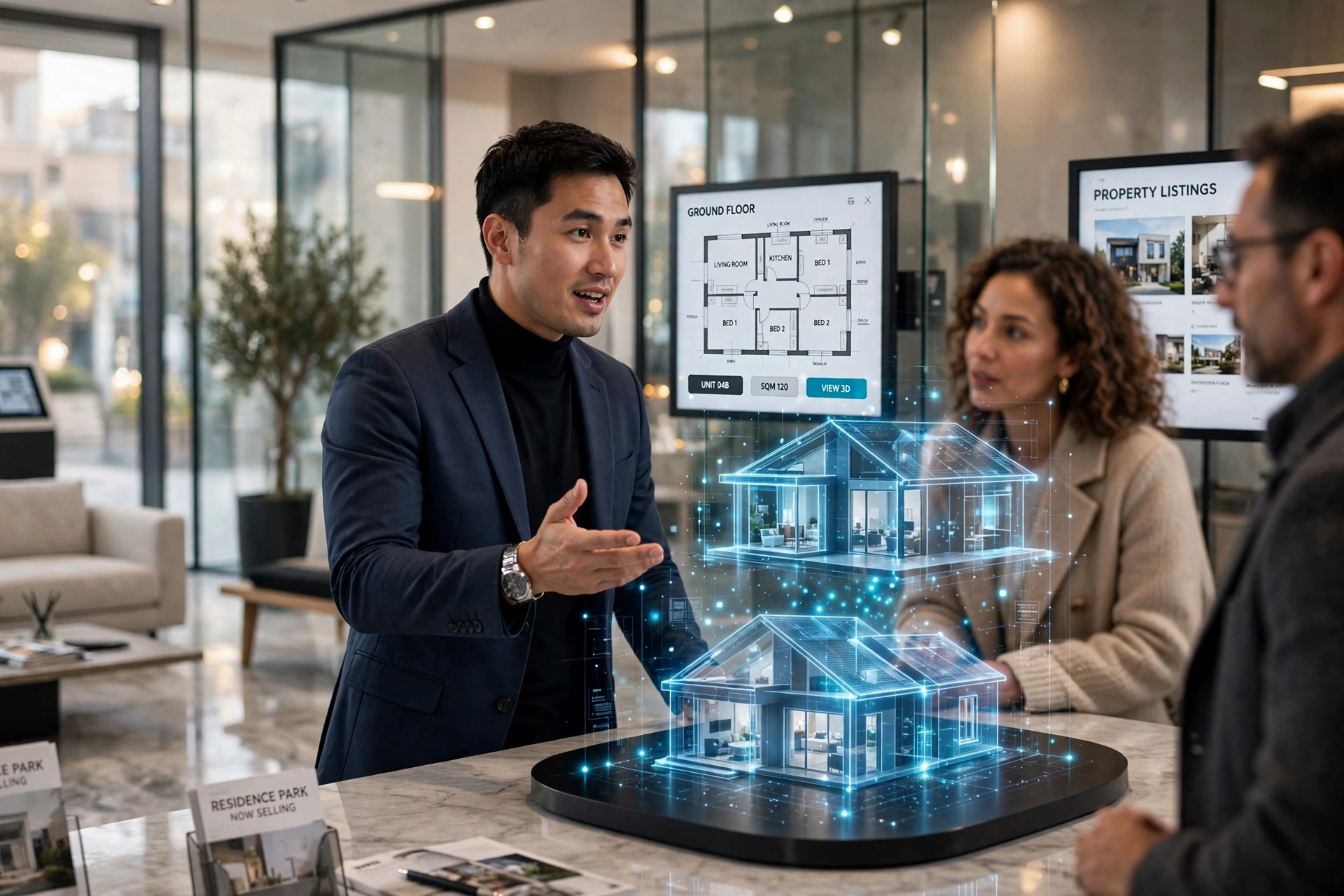 luxury real estate sales showroom modern