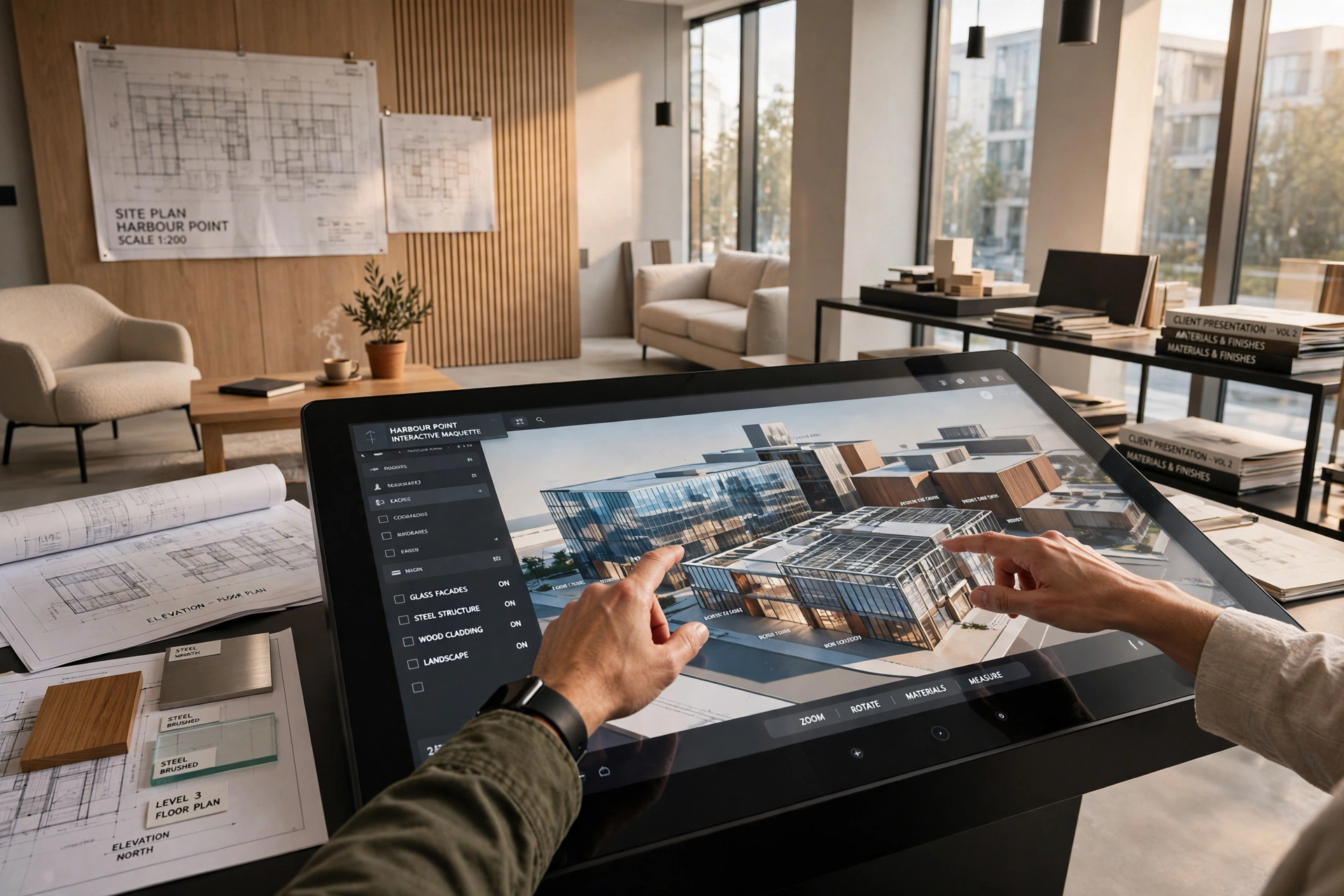 3D architectural model touchscreen display