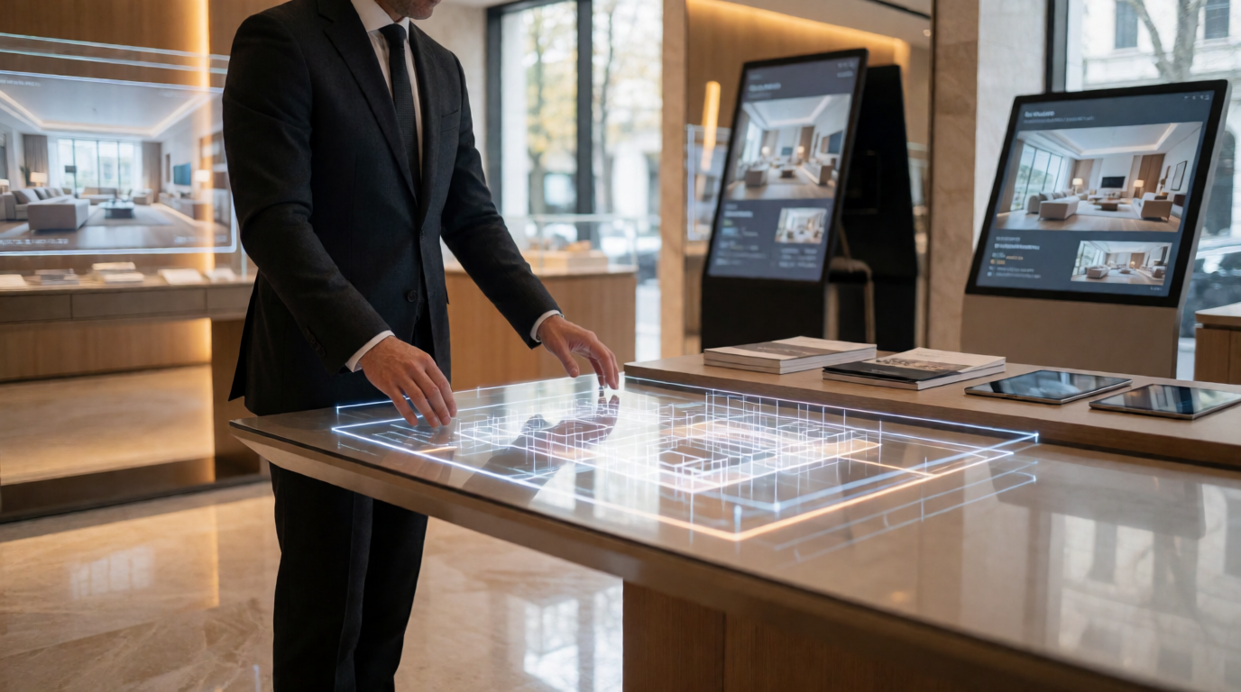 luxury real estate sales showroom modern