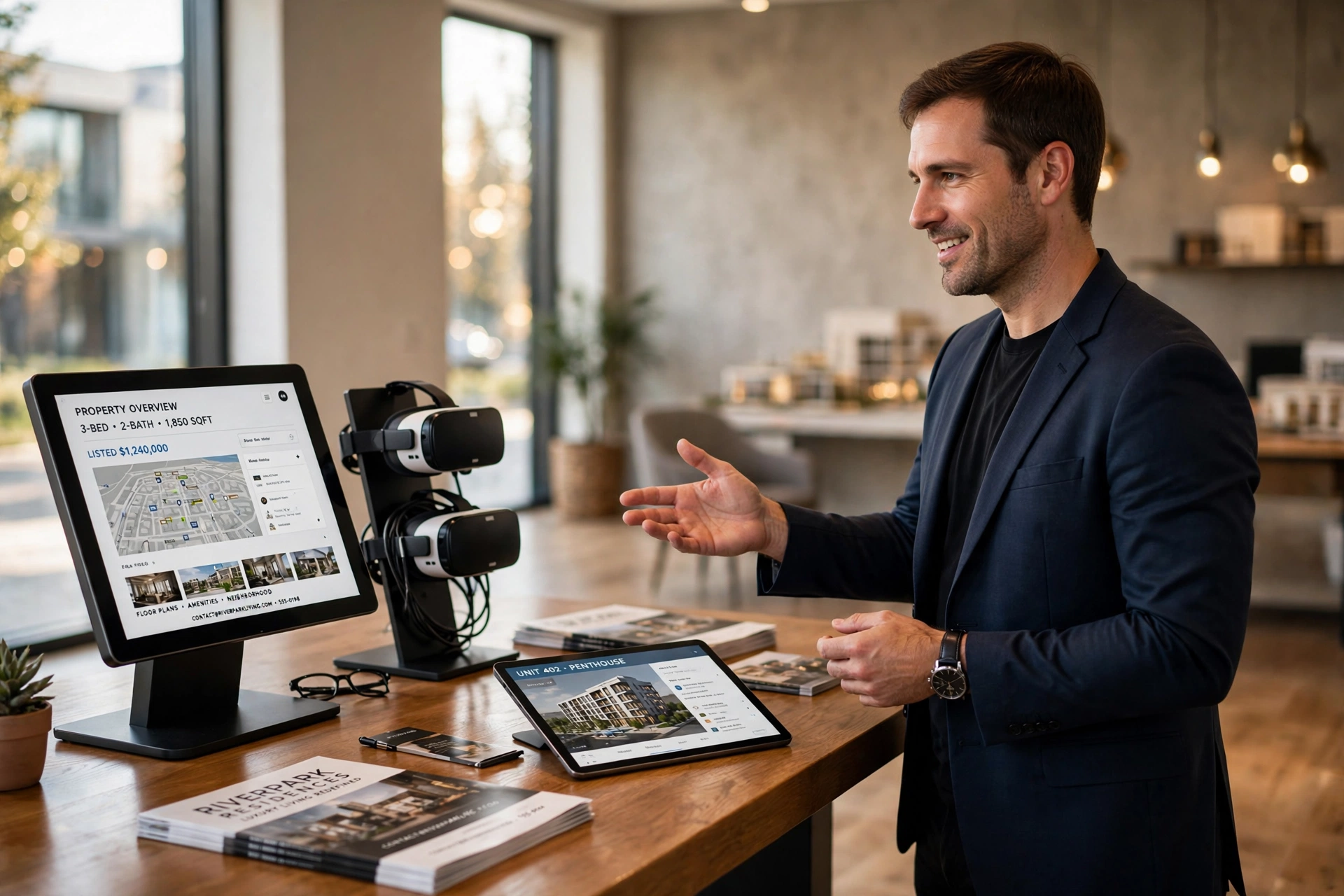 luxury real estate sales showroom modern