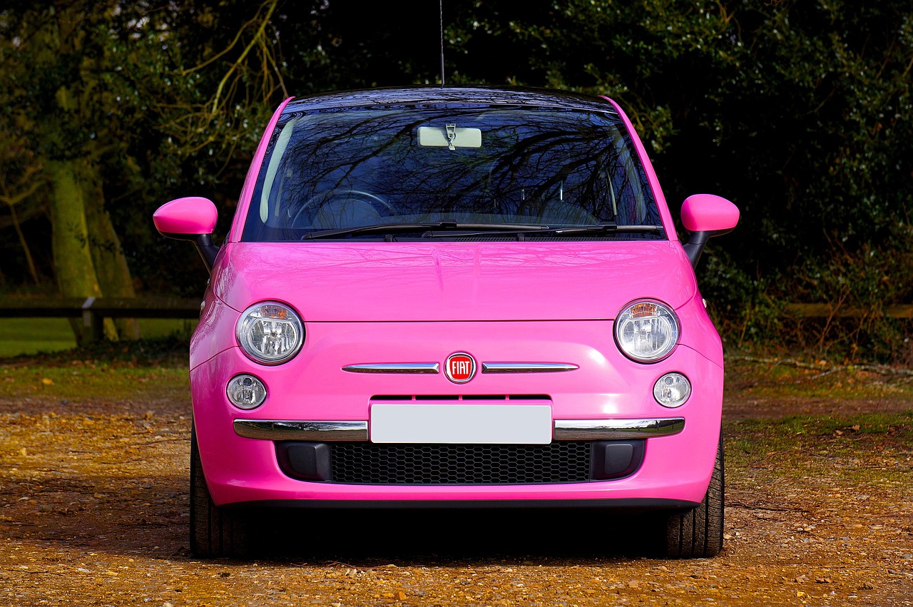 car, vehicle, wheel, drive, transportation, pink, transport, car wallpapers, automobile, auto, happy, design, fiat 500, fiat, italian