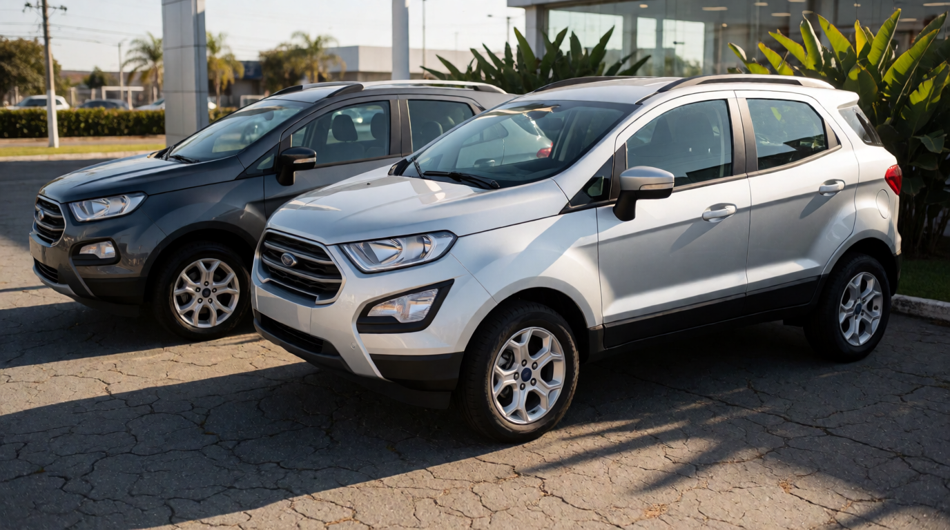 used car dealership showroom ford ecosport ou concorrente