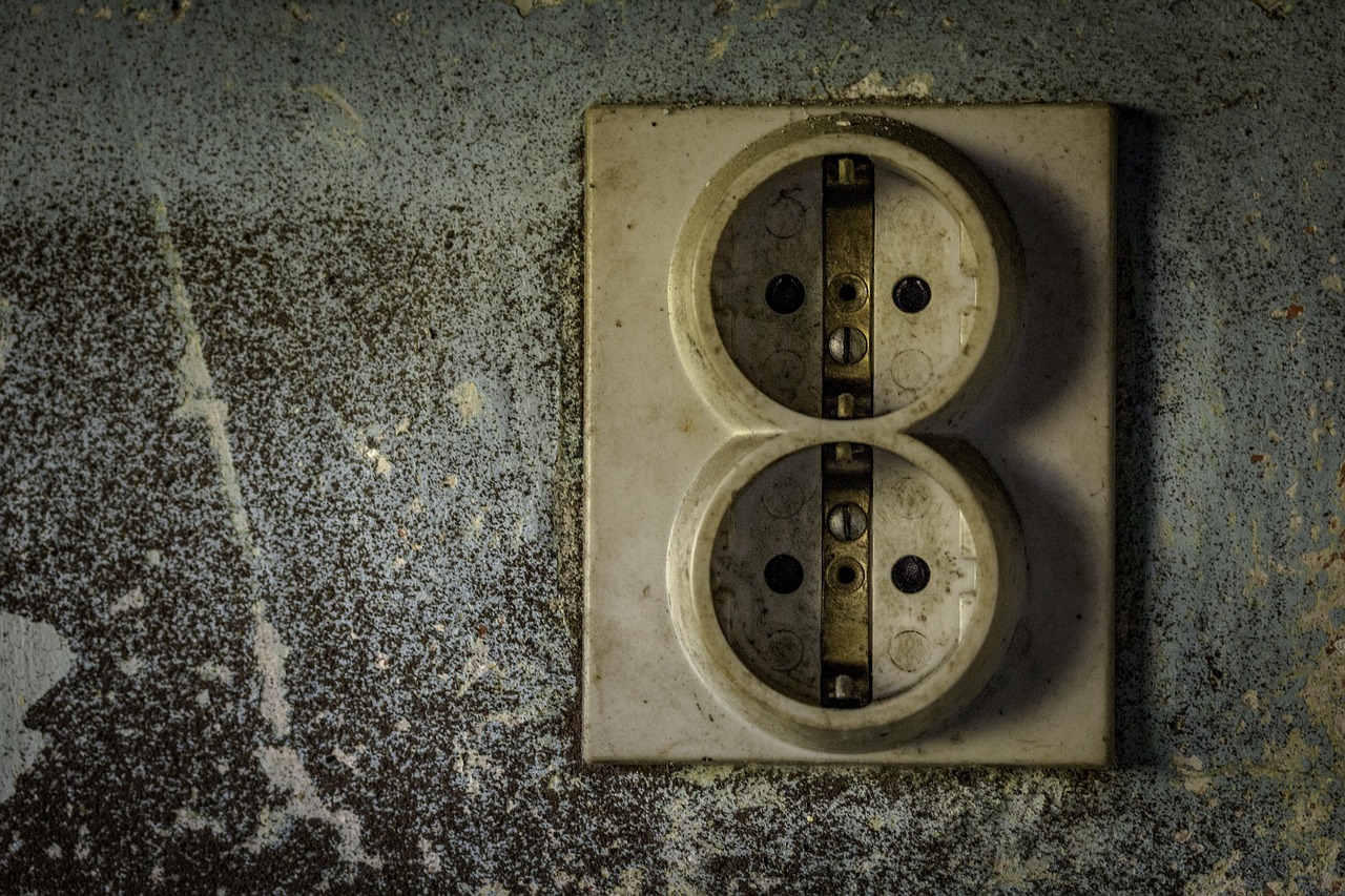 old, power socket, used, close-up