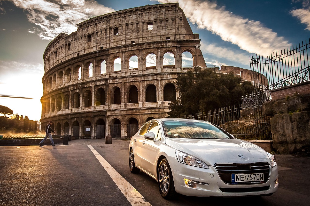 car, travel, car wallpapers, tourism, peugeot 508, rome, colosseum, auto, monument