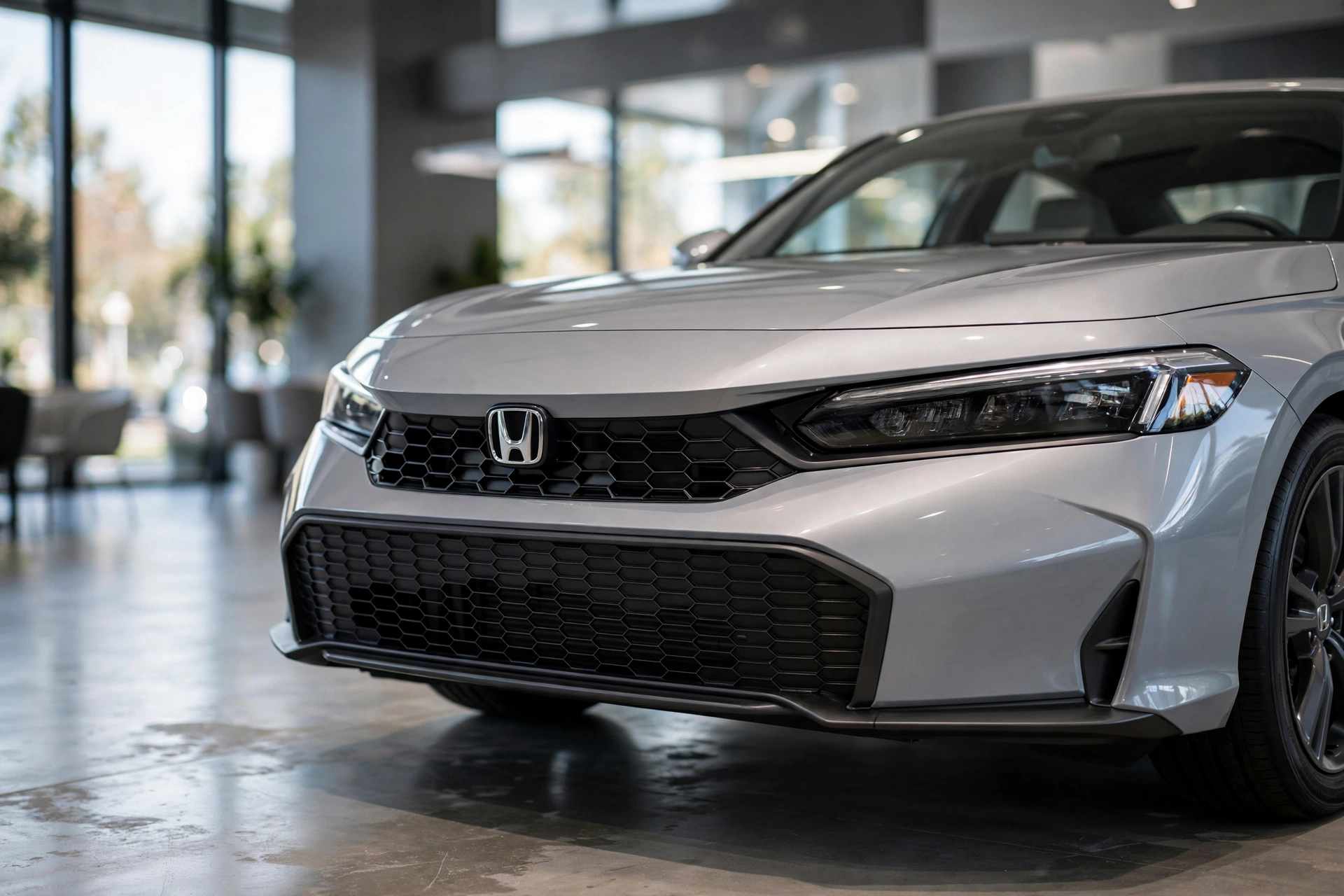 Honda Civic seminovo prata em exposição profissional