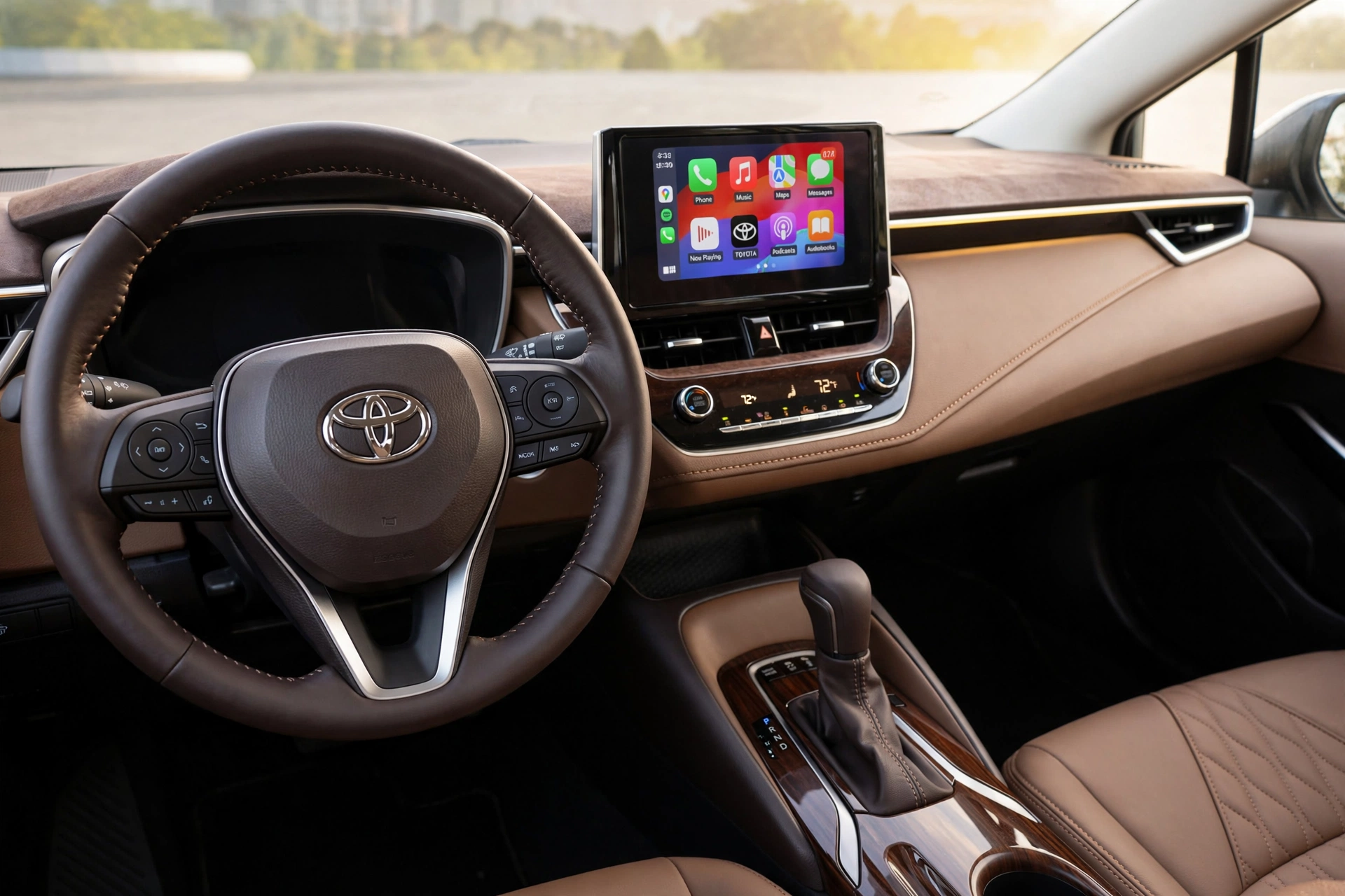Interior luxuoso de painel de Toyota Corolla