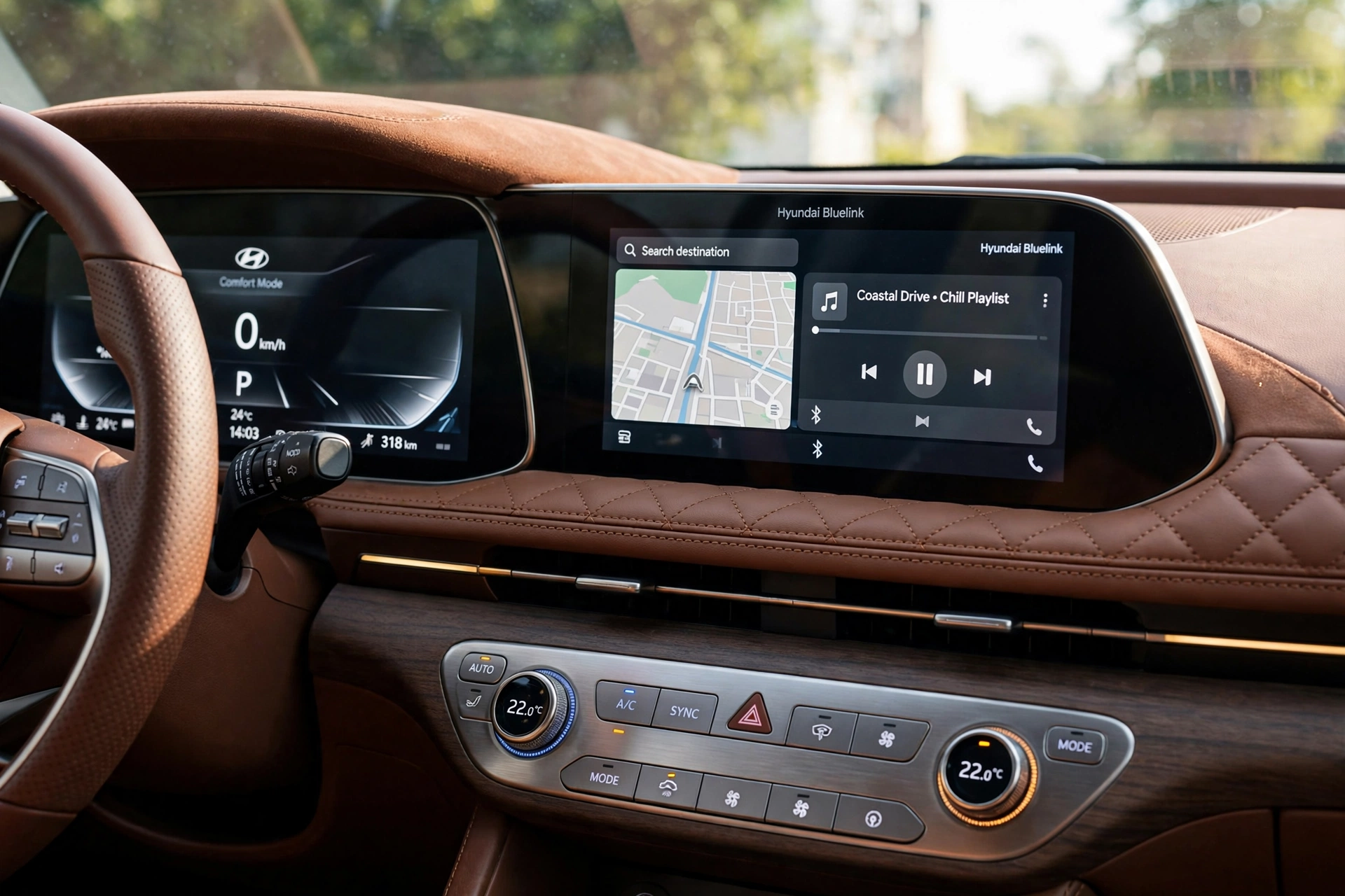 Interior luxuoso e painel do Hyundai Creta