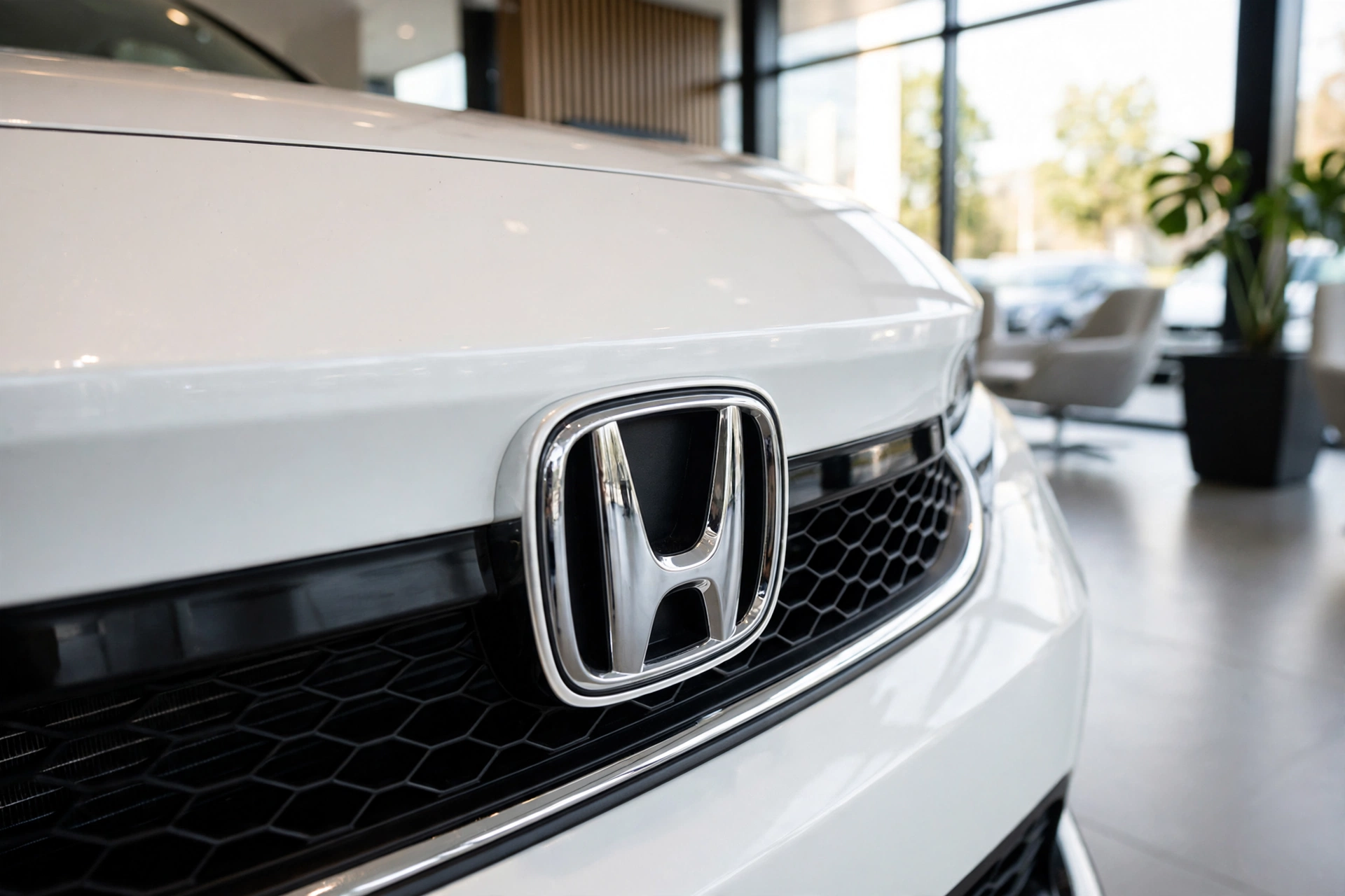 Honda Civic seminovo branco em exposição na Stilo Veículos