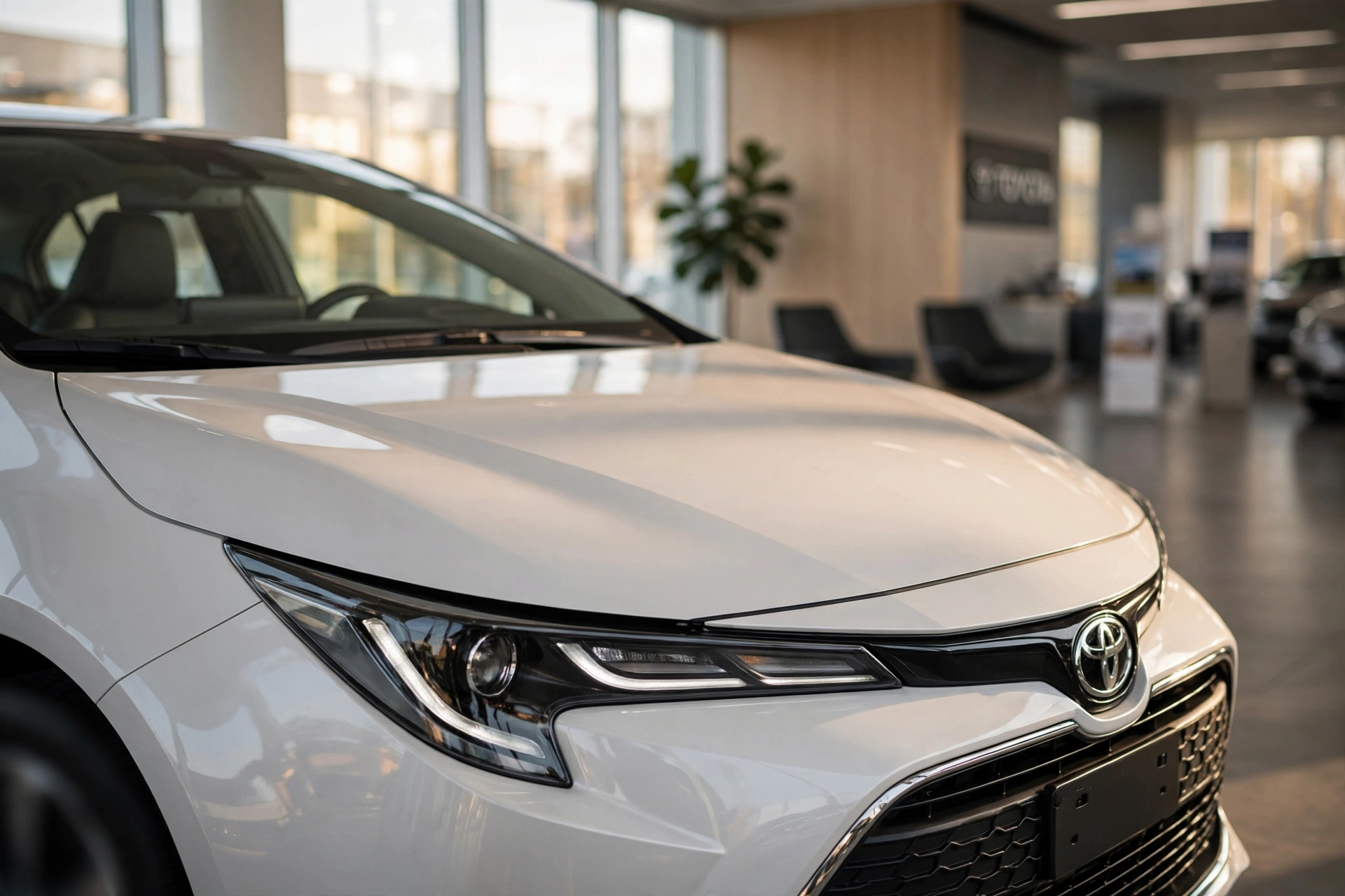Toyota Corolla branco seminovo em exposição na loja