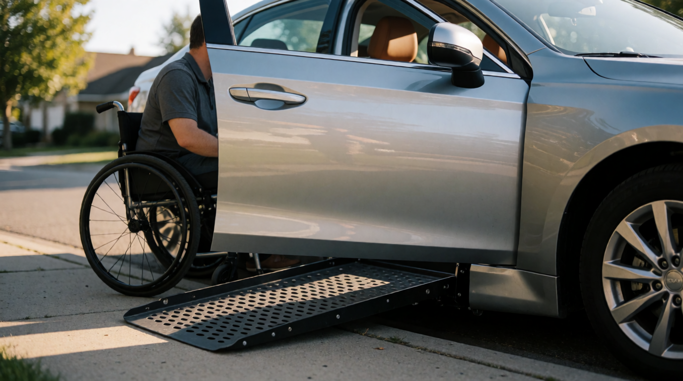 Carro adaptado para PCD com rampa de acesso
