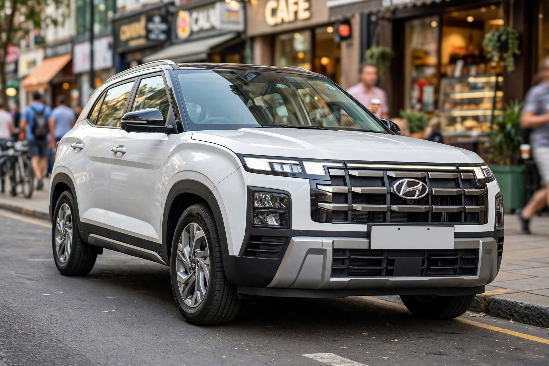 Hyundai Creta branco moderno em rua urbana de Ubarana