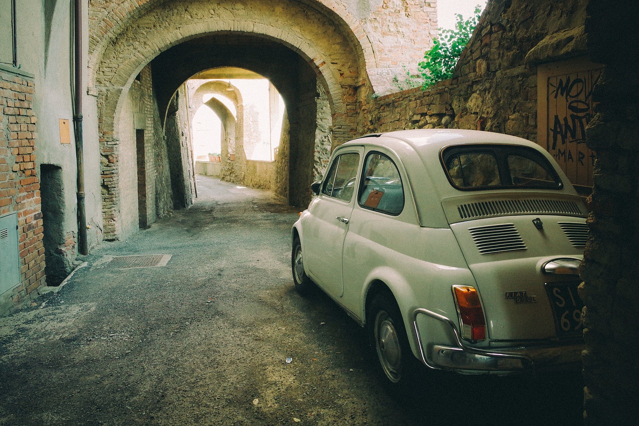 fiat, car, vintage, italy, street, car wallpapers, road, oldschool