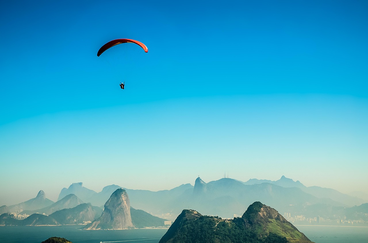 rio de janeiro, 2016 olympics, niterói, brazil, christ the redeemer, mountains, bay, nature, city's park, city, paragliding