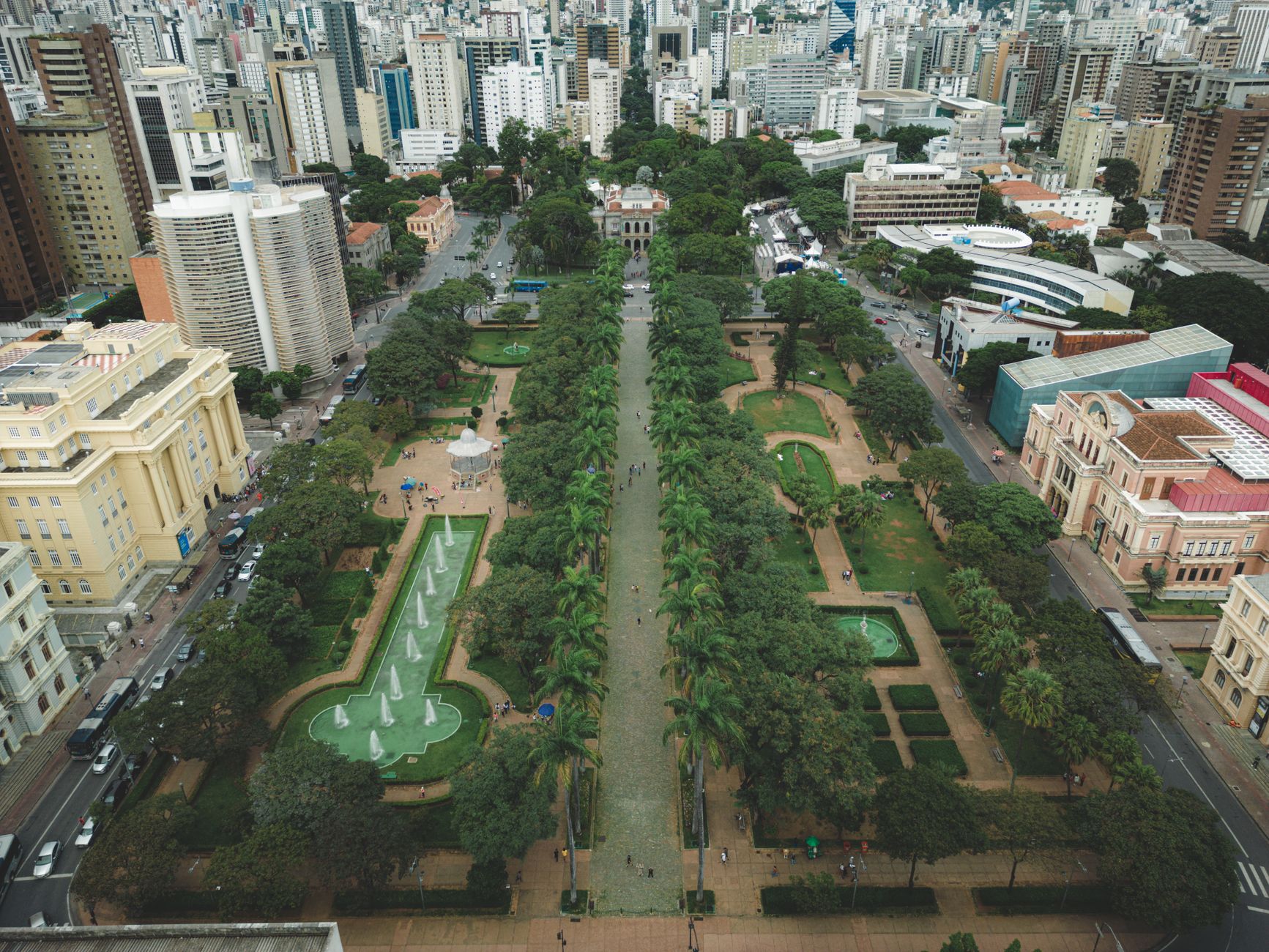 Discover the urban charm of Liberty Square in Belo Horizonte, Brazil, from above.