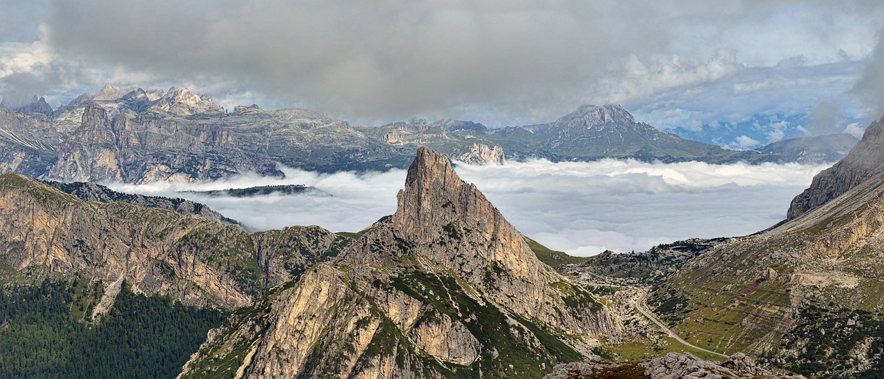mountains, dolomites, country, nature, passo falzarego, sas de stria