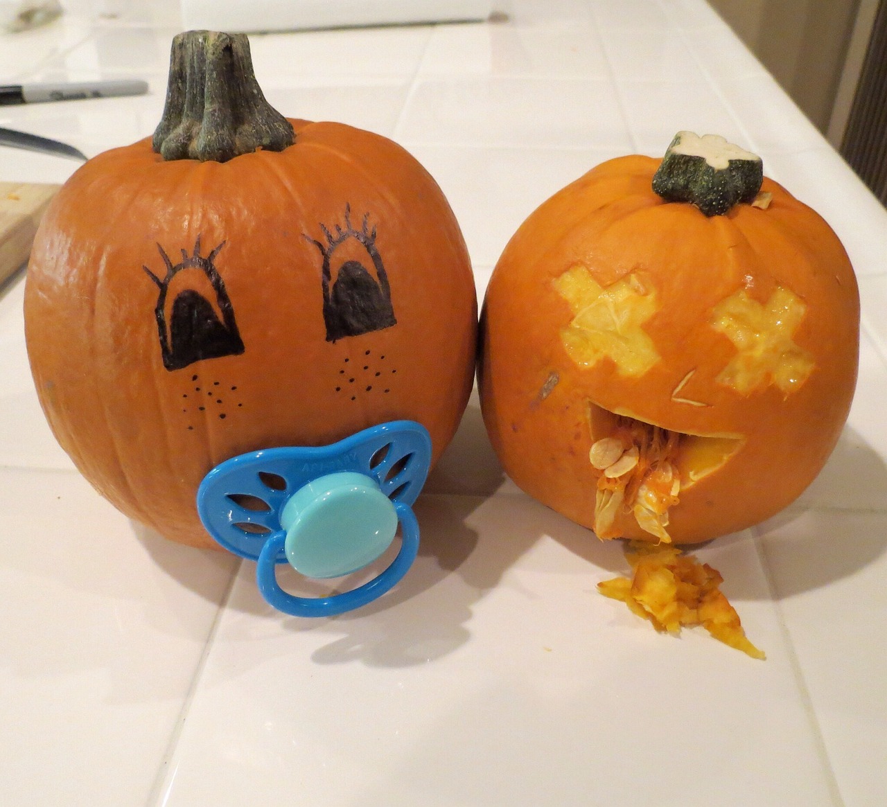pumpkin, jack o lantern, baby, pacifiers, halloween, jack-o-lantern, jack, lantern, celebration, decoration, carved