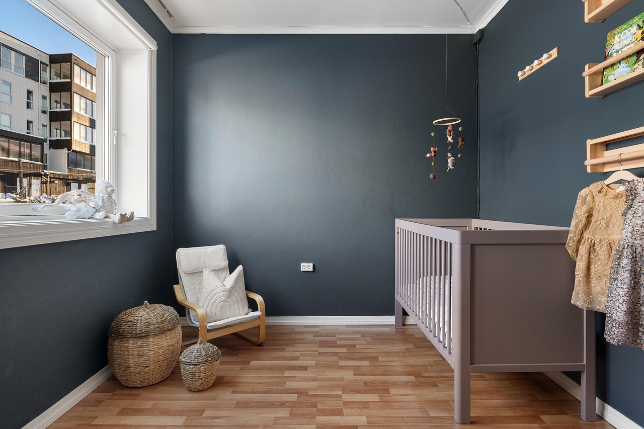 kid's room, bedroom, crib, apartment, interior design, home, real estate, house, decor, modern