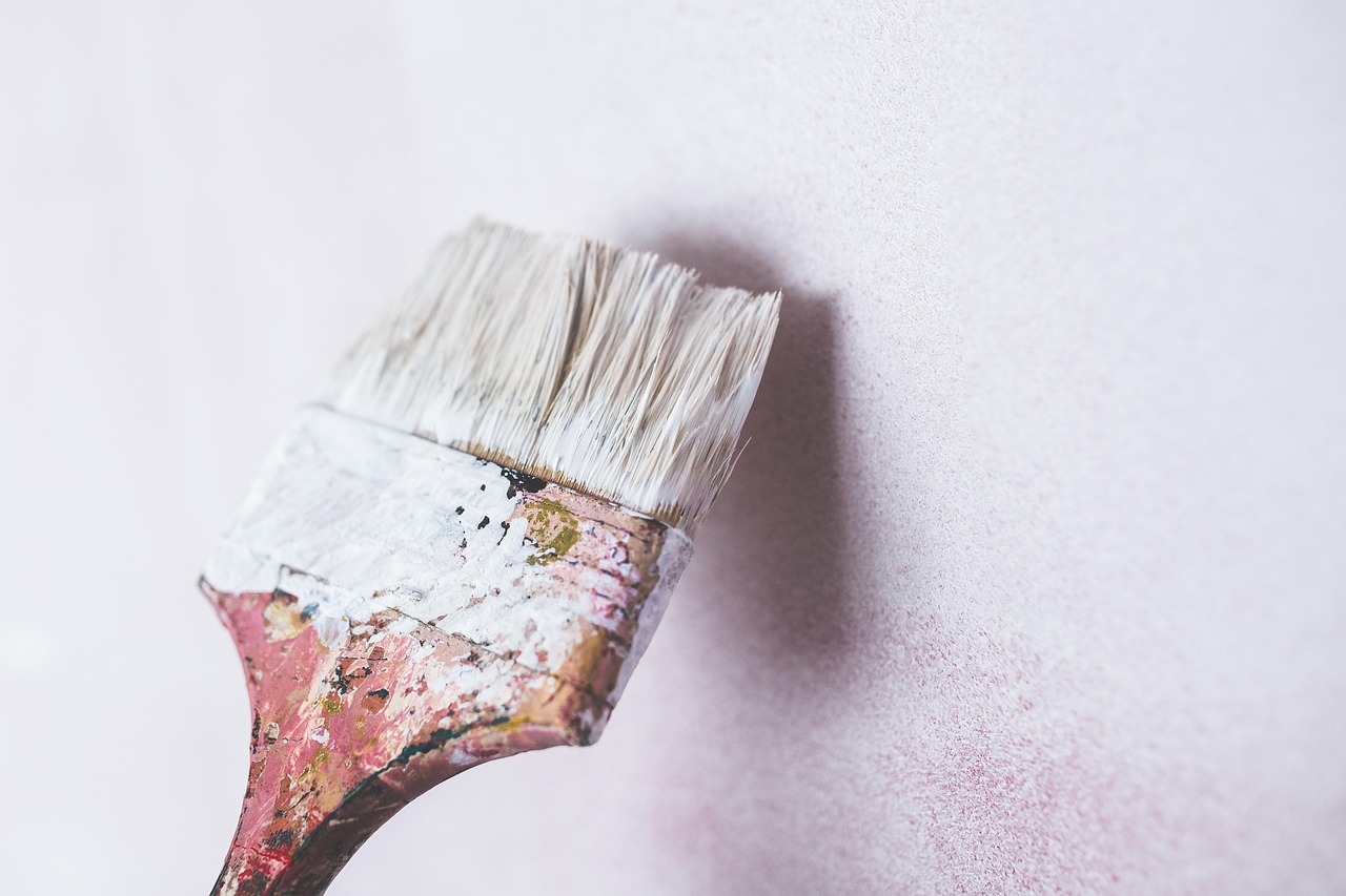 brush, painting, wall, white, close up, close-up, detail