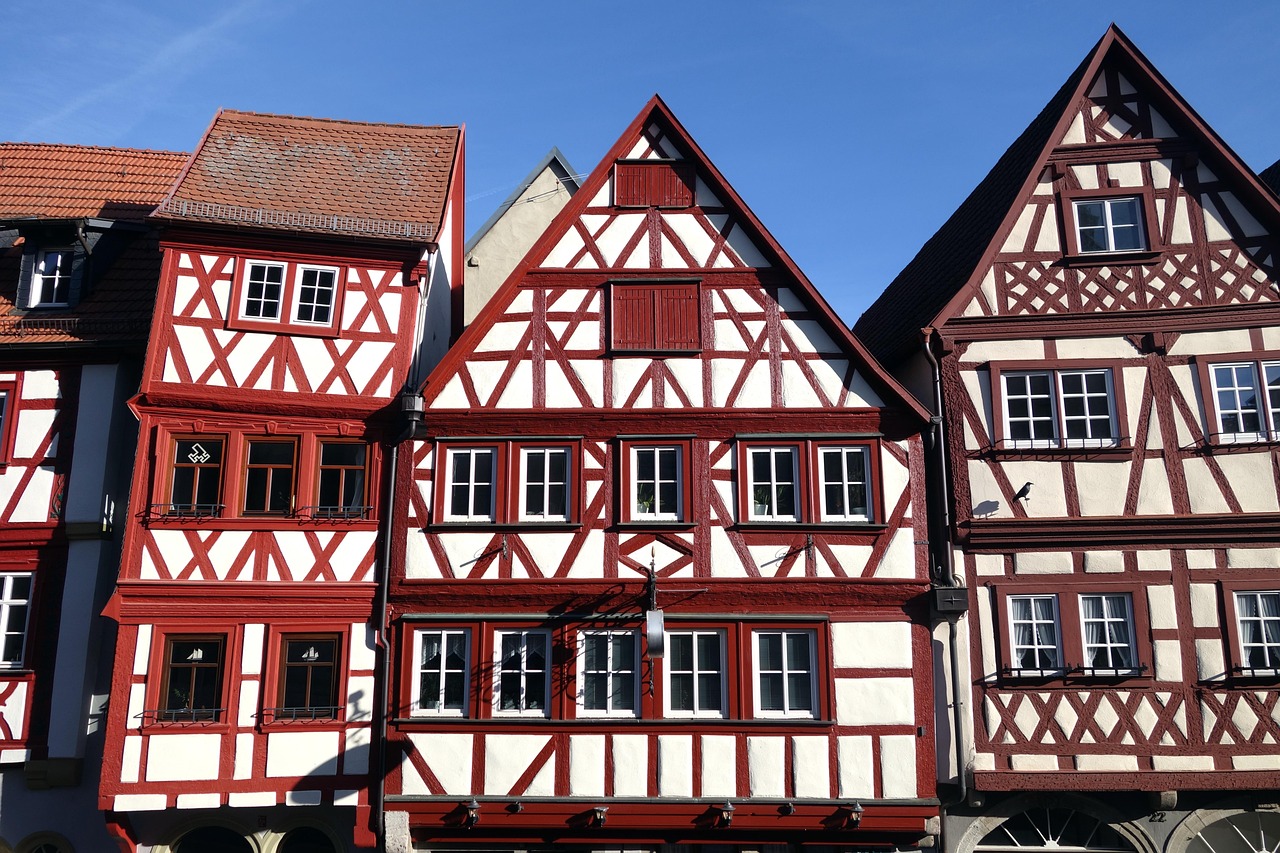 ochsenfurt, truss, half-timbered house, half-timbered house line, architecture, roof, building, window