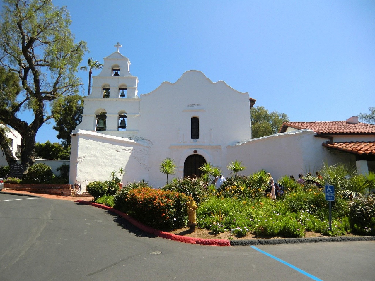 san diego mission, mission, san diego, california, summer, travel, tourism, vacation, landscape, scenic, day, catholic, church, missionary, landmark, white, garden, franciscan, destinations, historic, building, architecture, christianity, religion, religious, nature, christian, traditional, spain